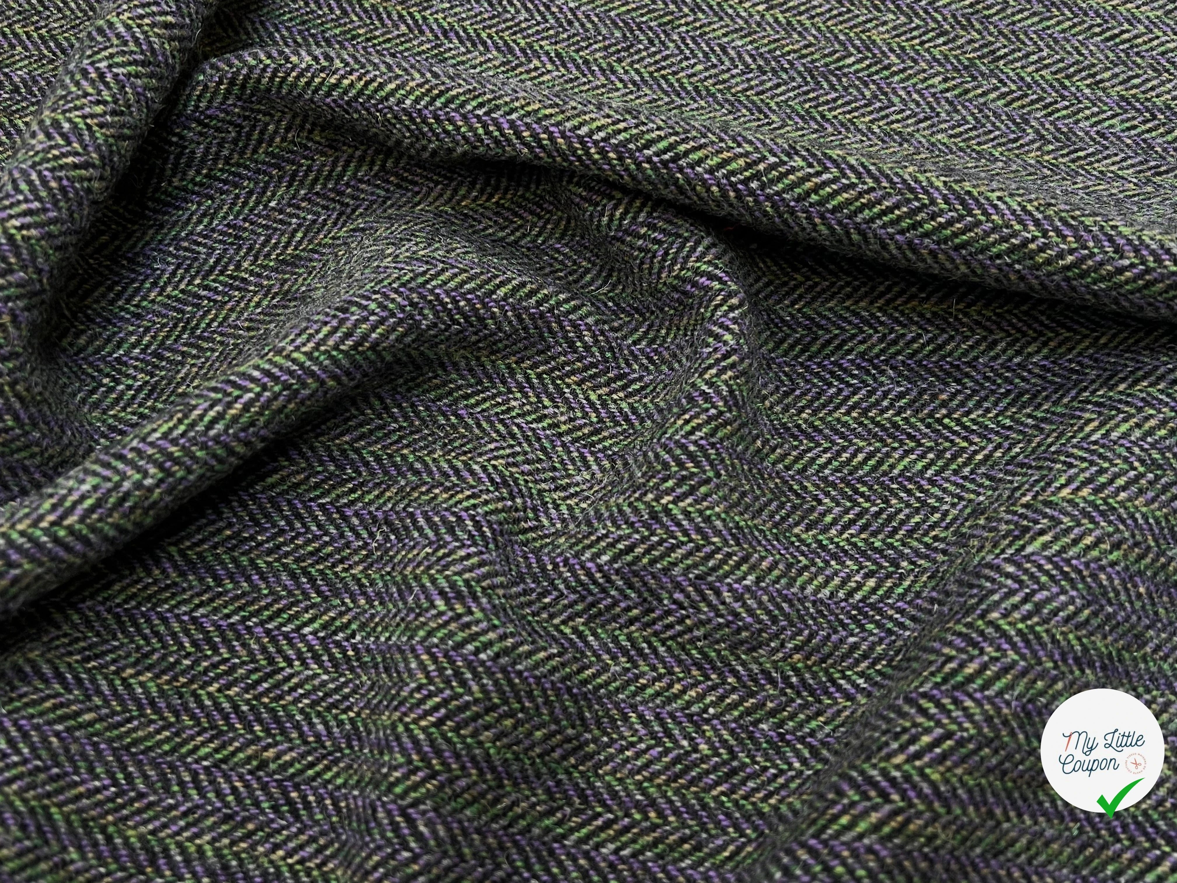 LAINAGE MANTEAU CHEVRON MULTICOLORES VIOLET VERT JAUNE 100% LAINE - My Little Coupon