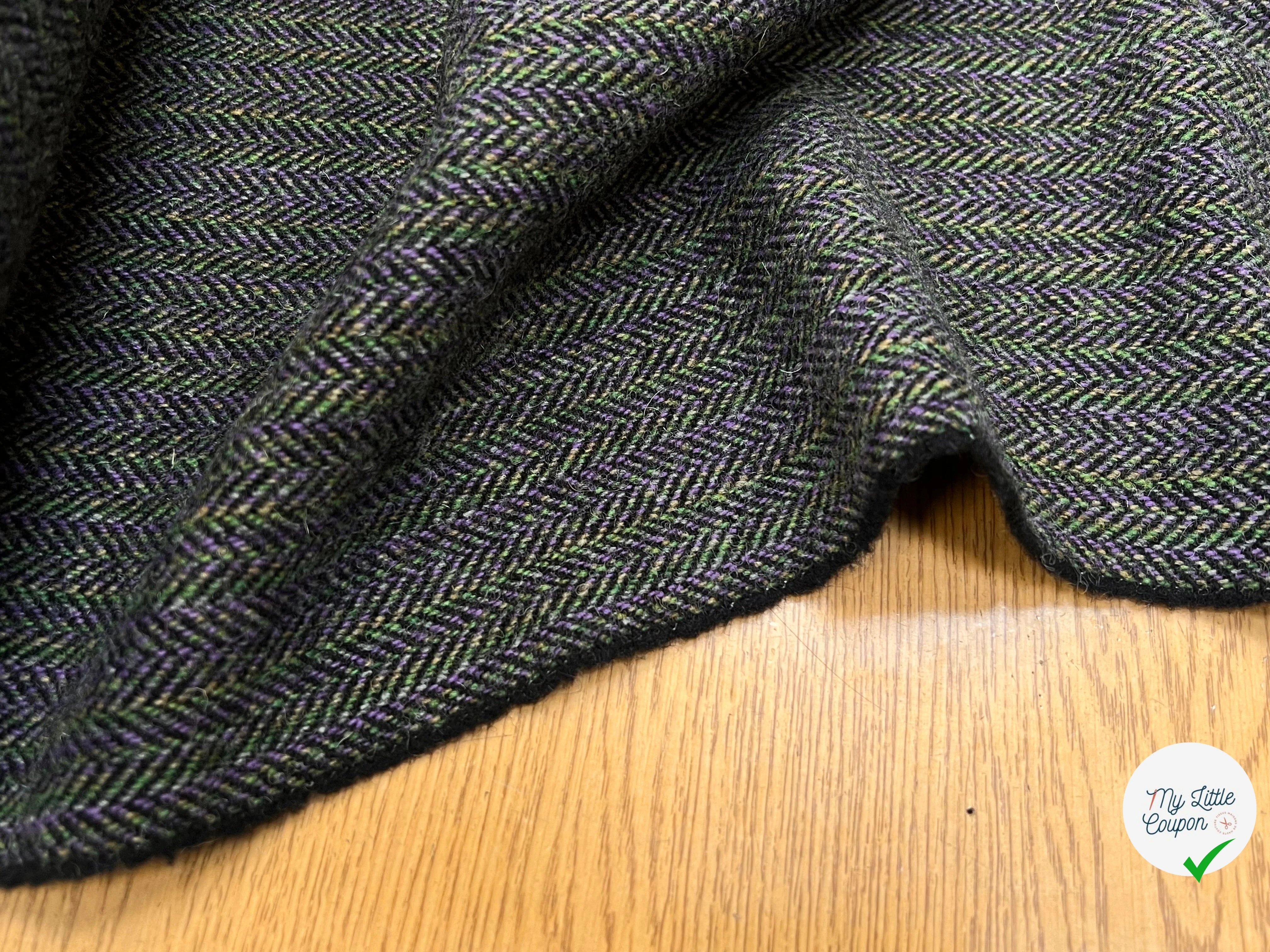 LAINAGE MANTEAU CHEVRON MULTICOLORES VIOLET VERT JAUNE 100% LAINE - My Little Coupon