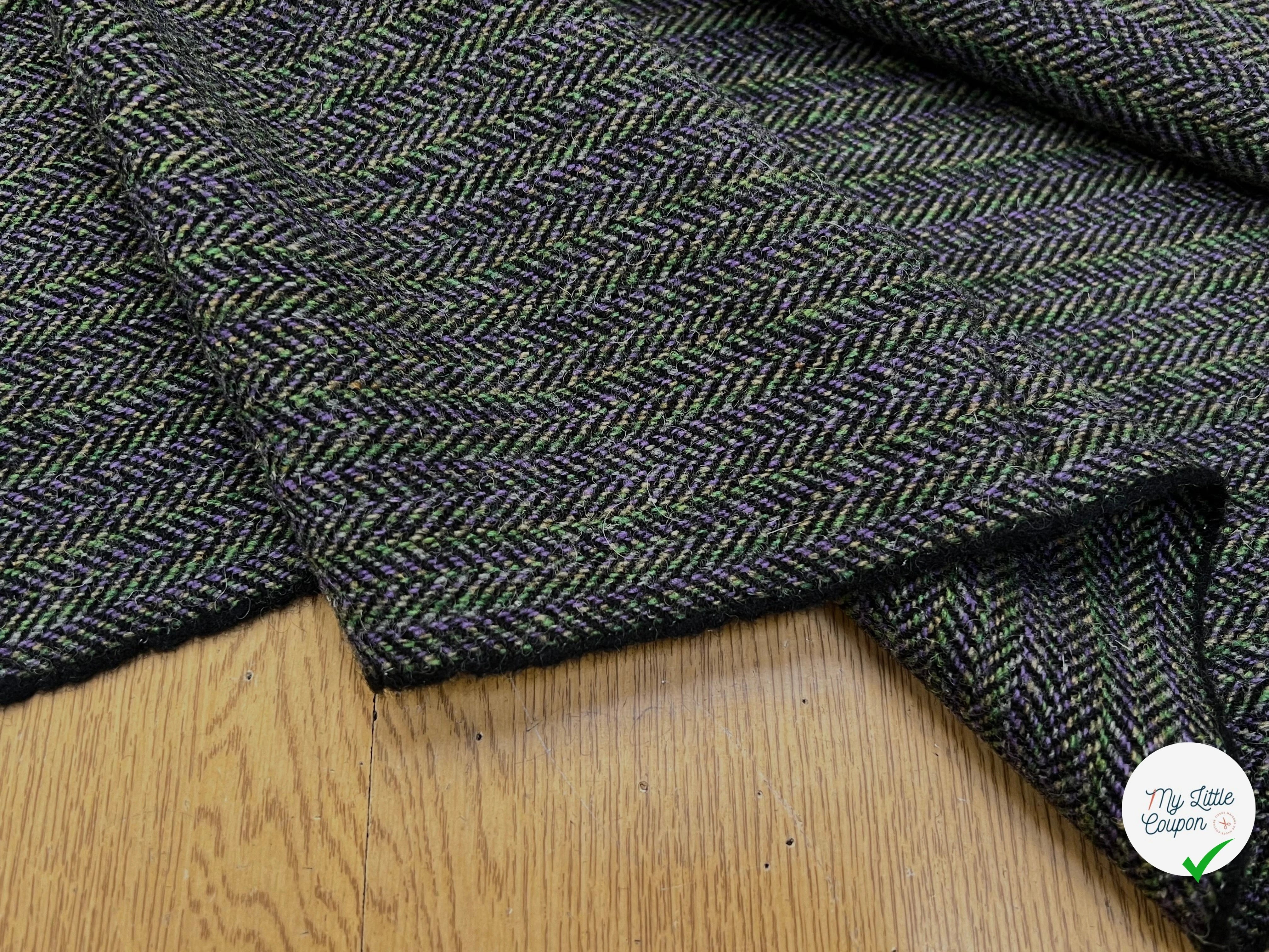 LAINAGE MANTEAU CHEVRON MULTICOLORES VIOLET VERT JAUNE 100% LAINE - My Little Coupon