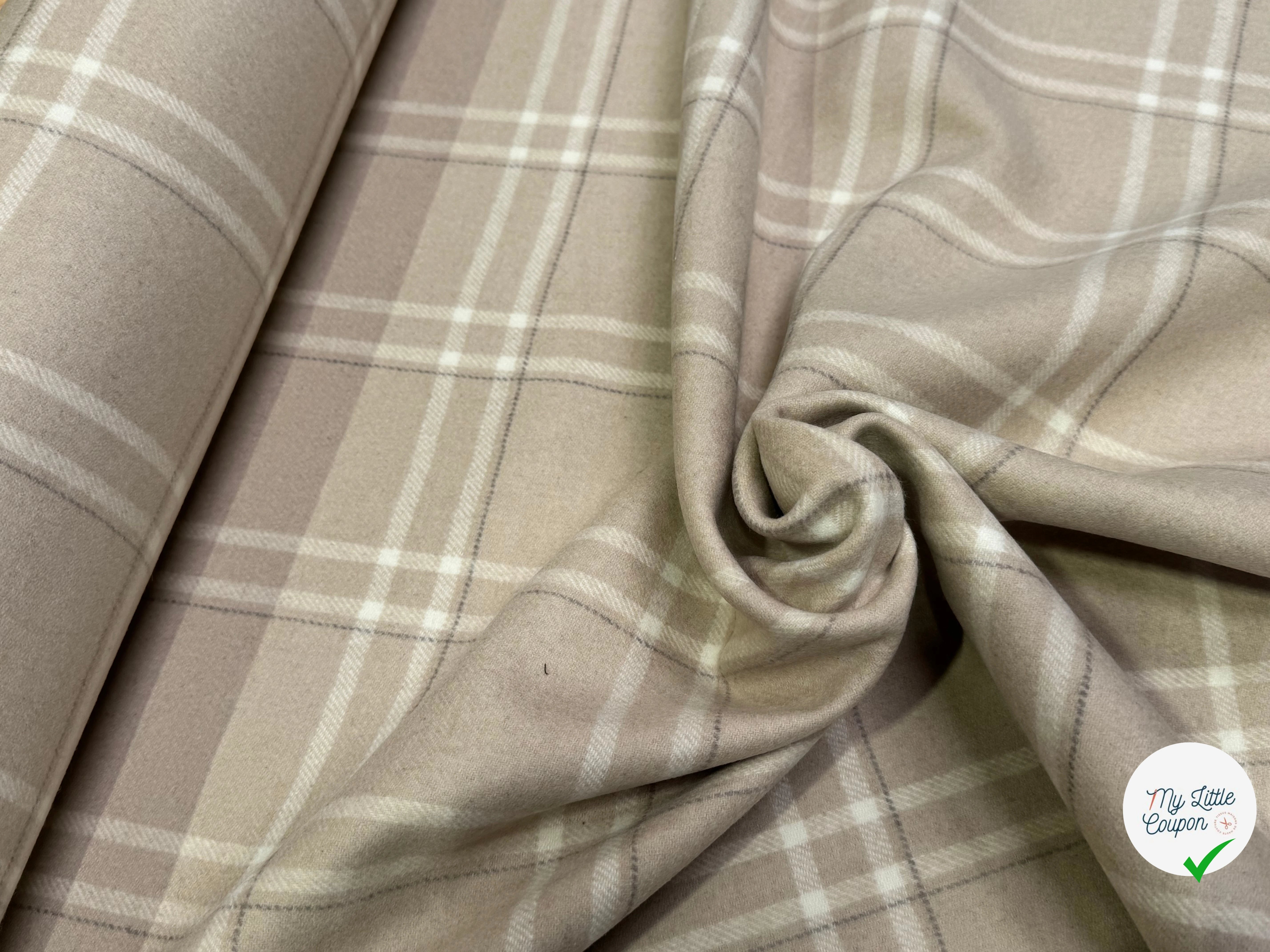 LAINAGE MANTEAU ECOSSAIS DOUX 10% CACHEMIRE 88% LAINE BEIGE - My Little Coupon