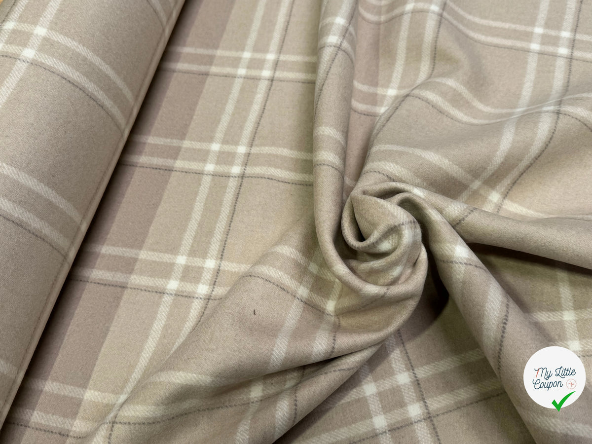 LAINAGE MANTEAU ECOSSAIS DOUX 10% CACHEMIRE 88% LAINE BEIGE - My Little Coupon
