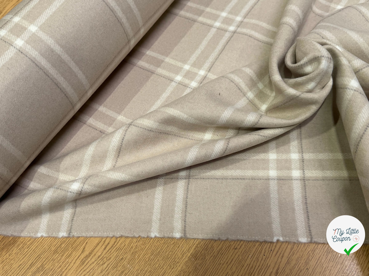 LAINAGE MANTEAU ECOSSAIS DOUX 10% CACHEMIRE 88% LAINE BEIGE - My Little Coupon