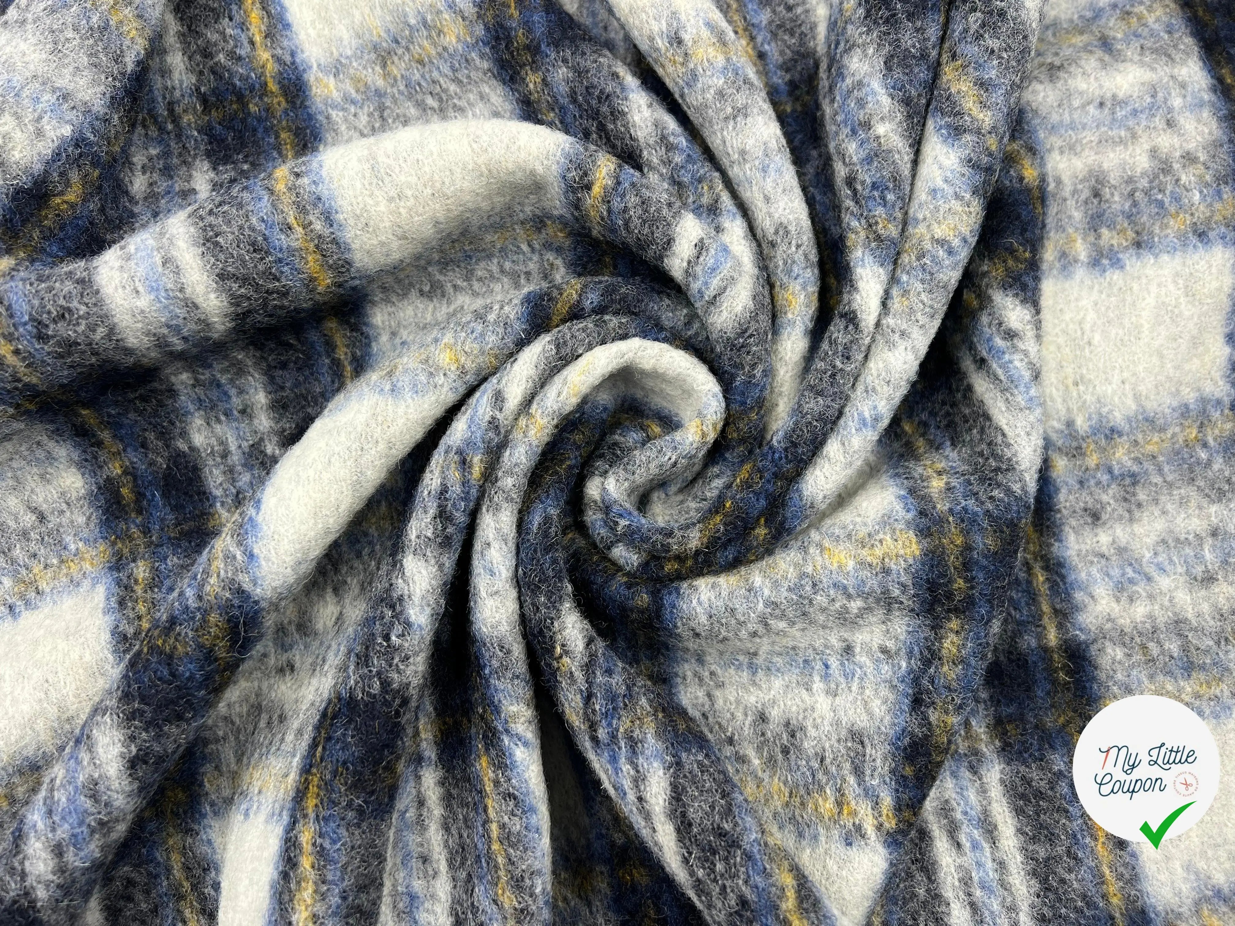 LAINAGE MANTEAU ÉCOSSAIS TONS DE BLEU ET GRIS - My Little Coupon - tissu - coudre