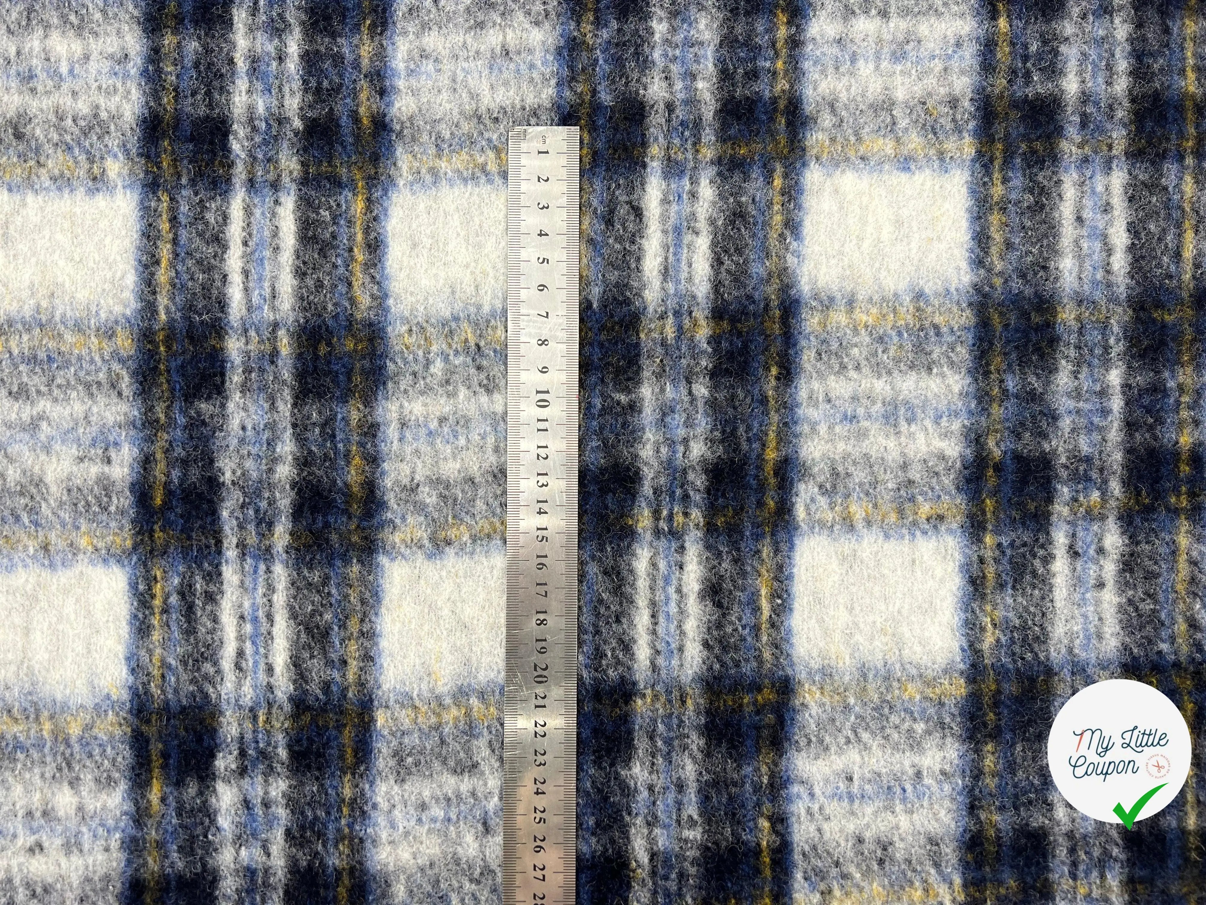 LAINAGE MANTEAU ÉCOSSAIS TONS DE BLEU ET GRIS - My Little Coupon - tissu - coudre