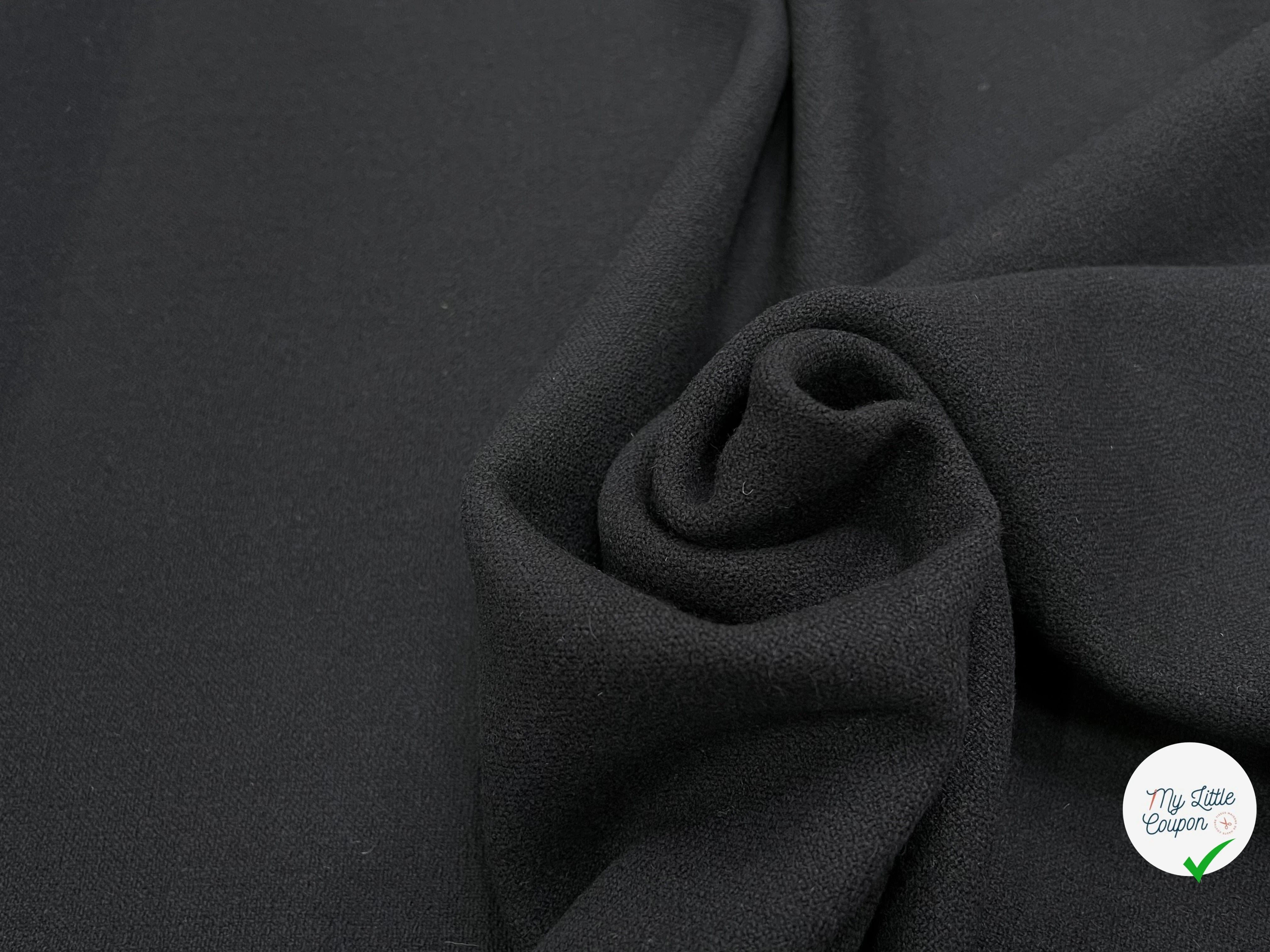 LAINAGE MANTEAU LOURD ASPECT TRICOT  100% LAINE NOIR - My Little Coupon