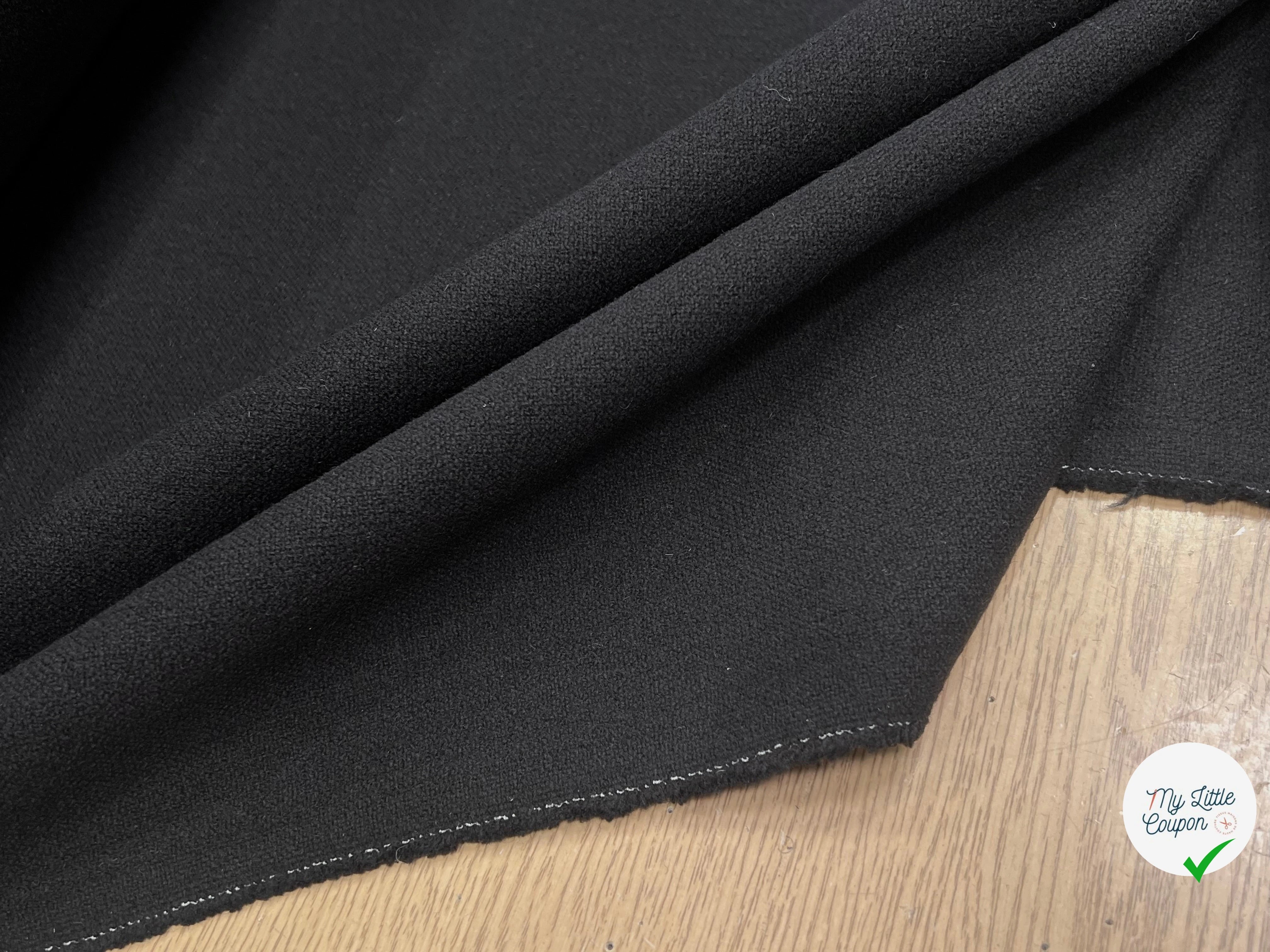 LAINAGE MANTEAU LOURD ASPECT TRICOT  100% LAINE NOIR - My Little Coupon