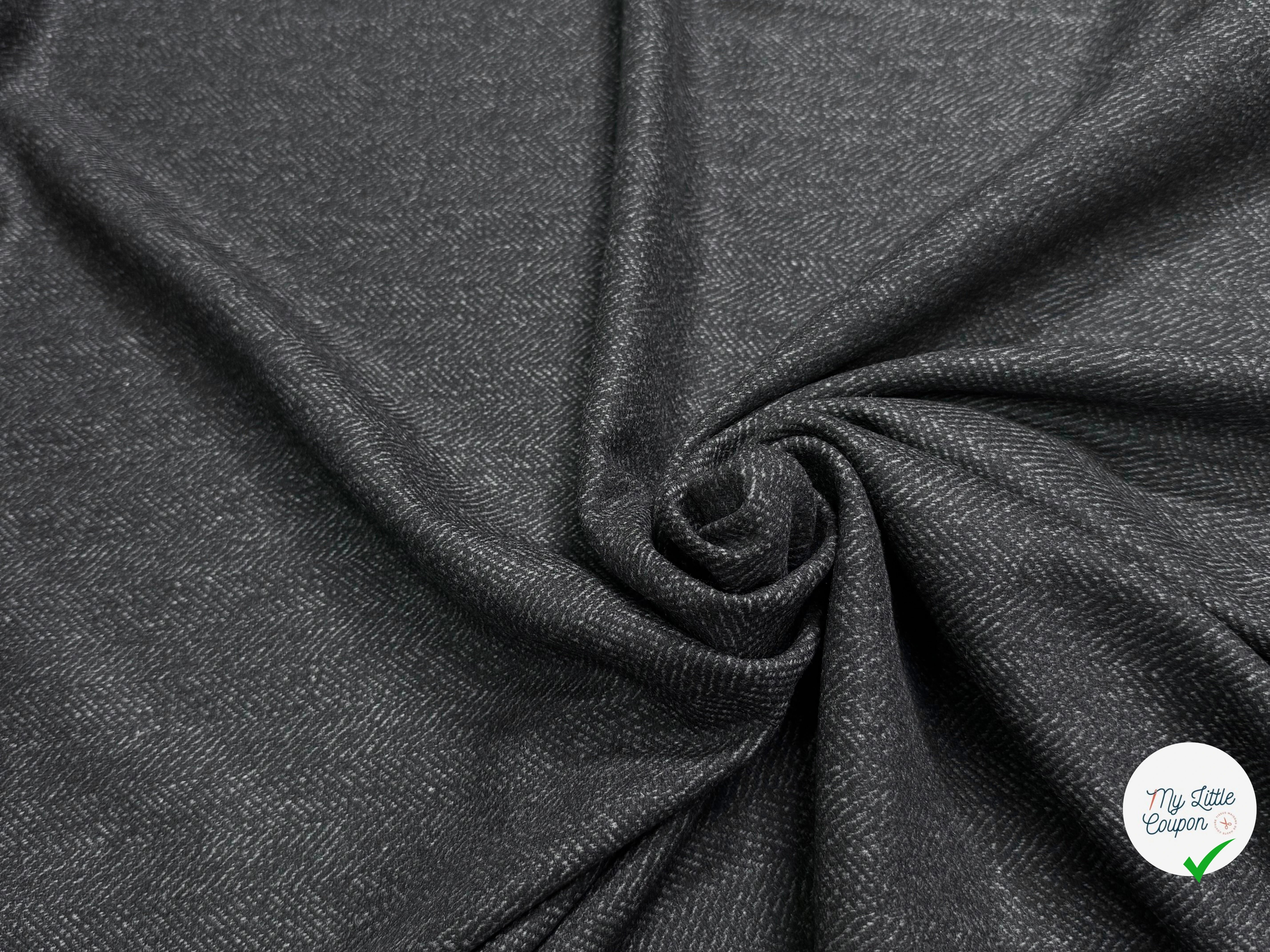 Tissu lainage manteau lourd chevron anthracite