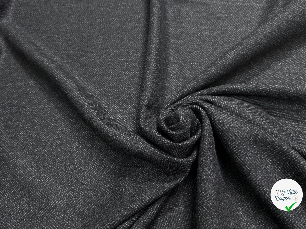 Tissu lainage manteau lourd chevron anthracite