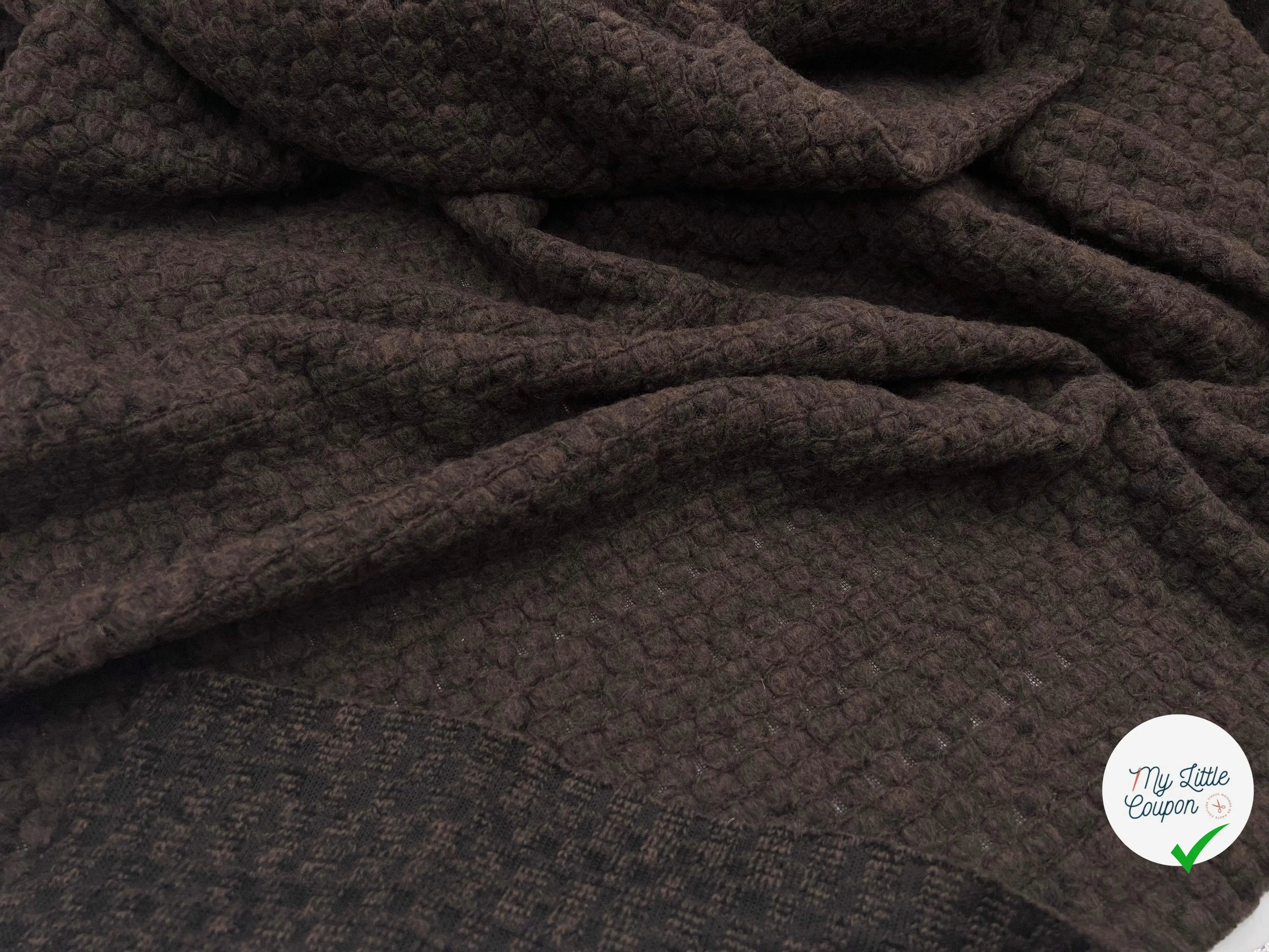LAINAGE MANTEAU NUAGES MARRON FAÇON TRICOT - My Little Coupon - tissu - coudre