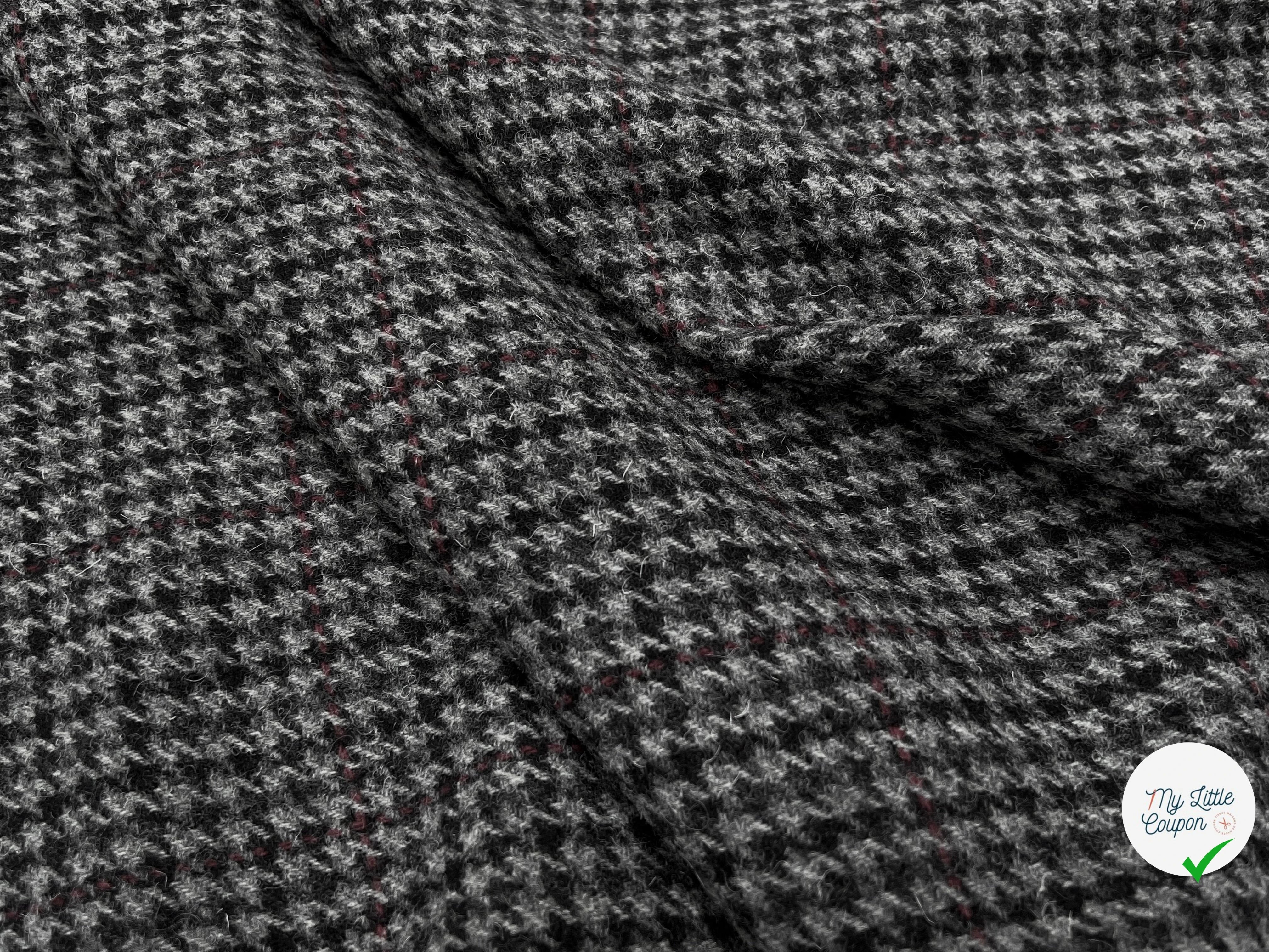LAINAGE MANTEAU PIED DE COQ GRIS À CARREAUX 100% LAINE - My Little Coupon