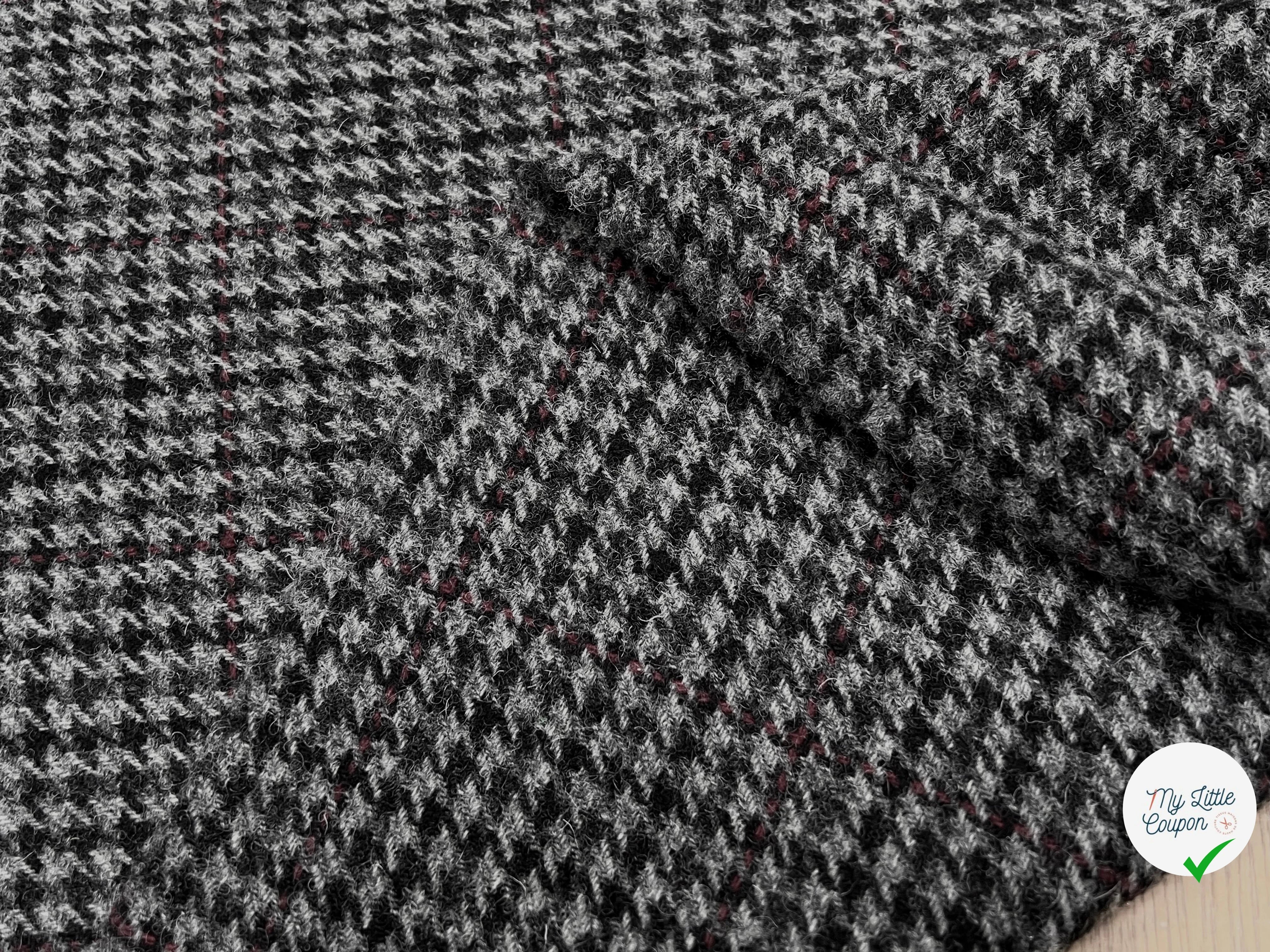 LAINAGE MANTEAU PIED DE COQ GRIS À CARREAUX 100% LAINE - My Little Coupon