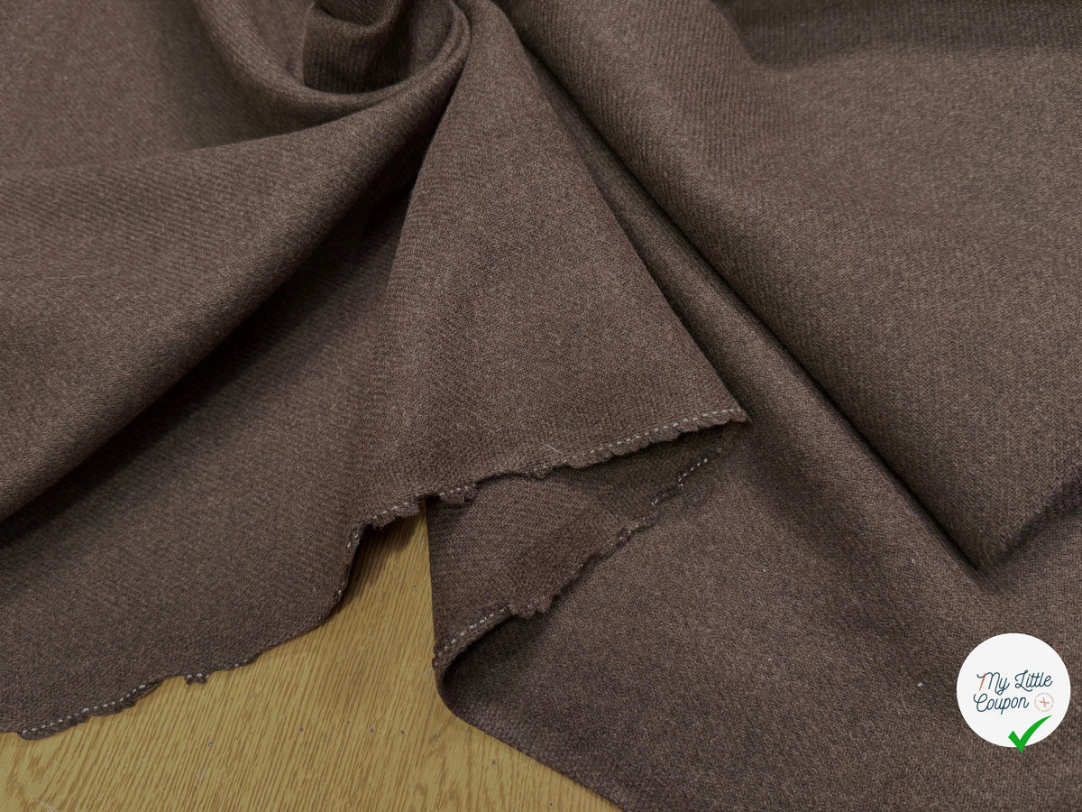 Tissu lainage manteau sergé marron - aspect et couleur