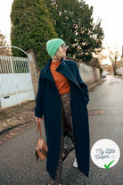 LAINAGE MANTEAU STRIÉ 100% LAINE BLEU MARINE - My Little Coupon