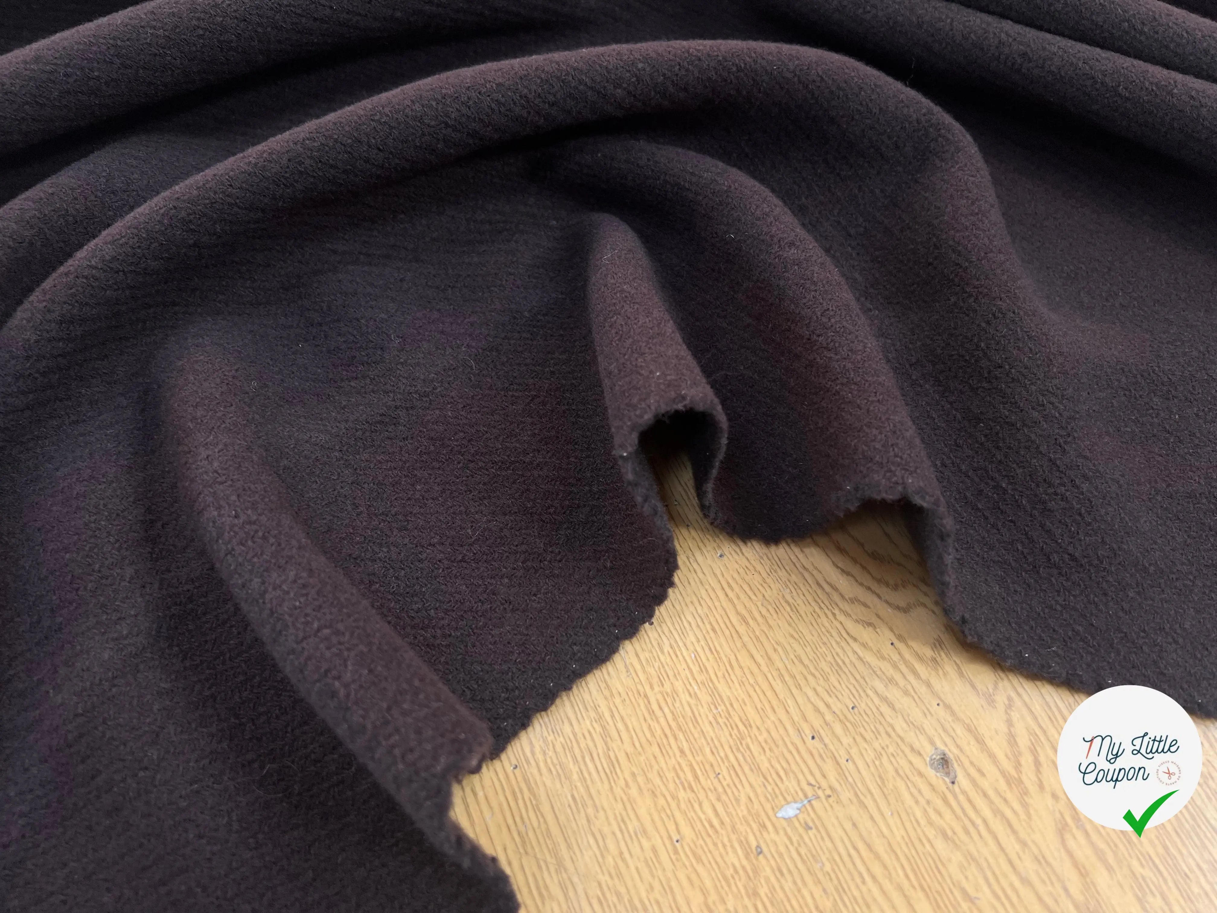 LAINAGE MANTEAU STRIE MARRON CHOCOLAT 80% LAINE RECYLCEE - My Little Coupon