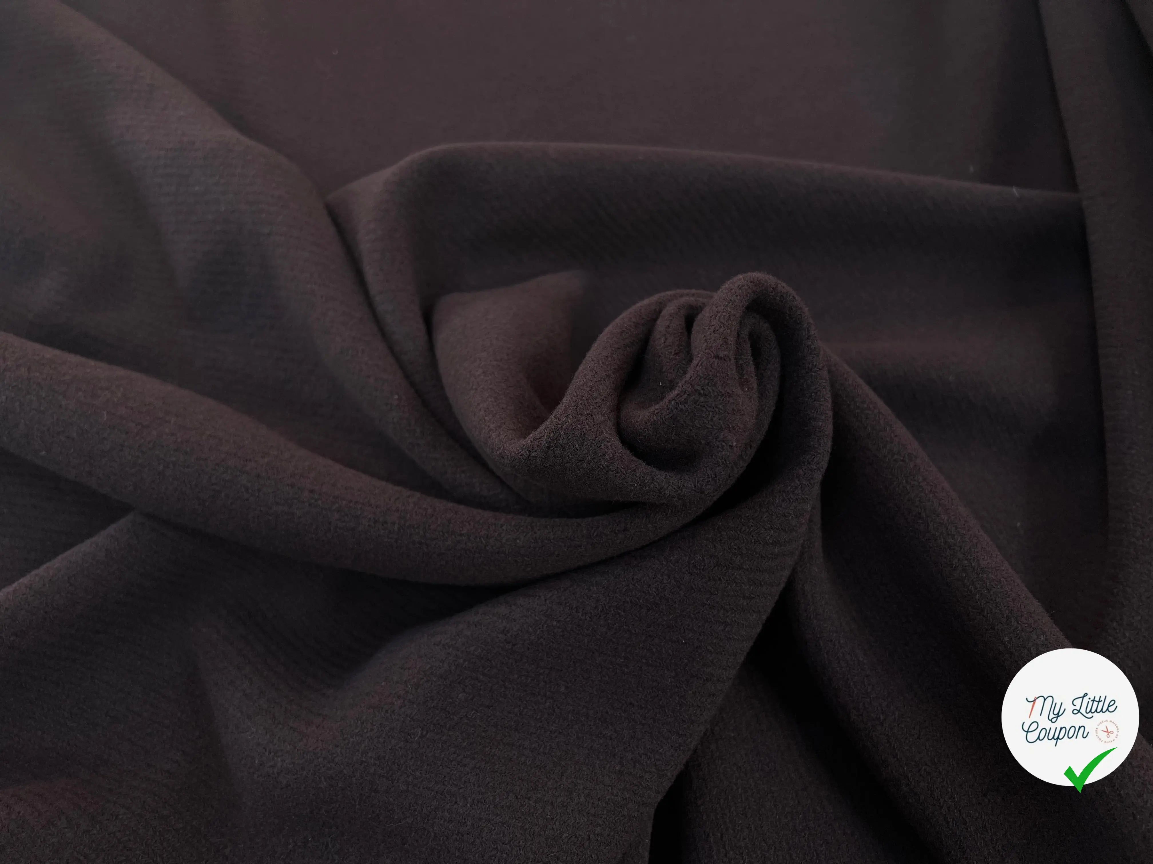 LAINAGE MANTEAU STRIE MARRON CHOCOLAT 80% LAINE RECYLCEE - My Little Coupon