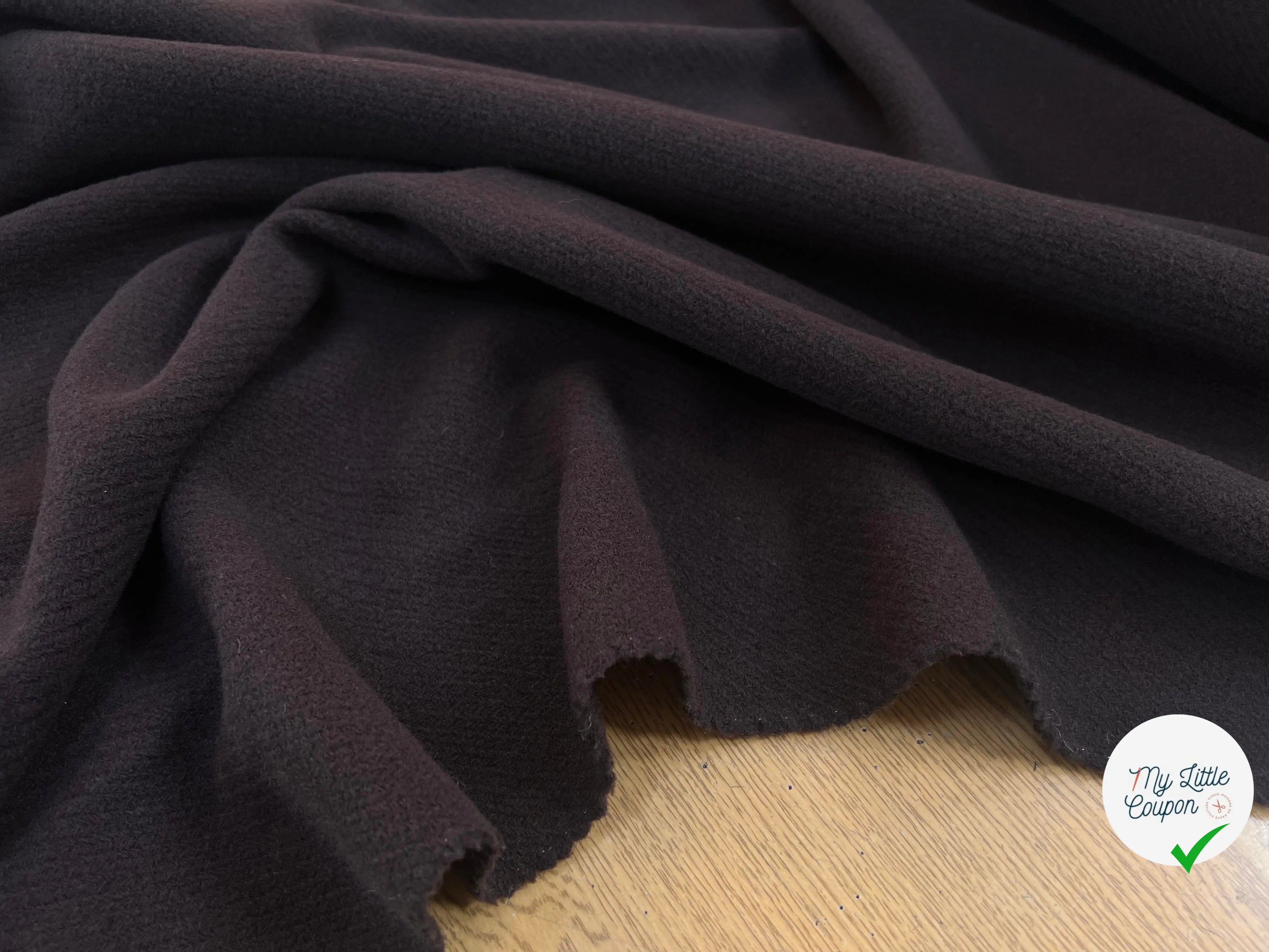 LAINAGE MANTEAU STRIE MARRON CHOCOLAT 80% LAINE RECYLCEE - My Little Coupon