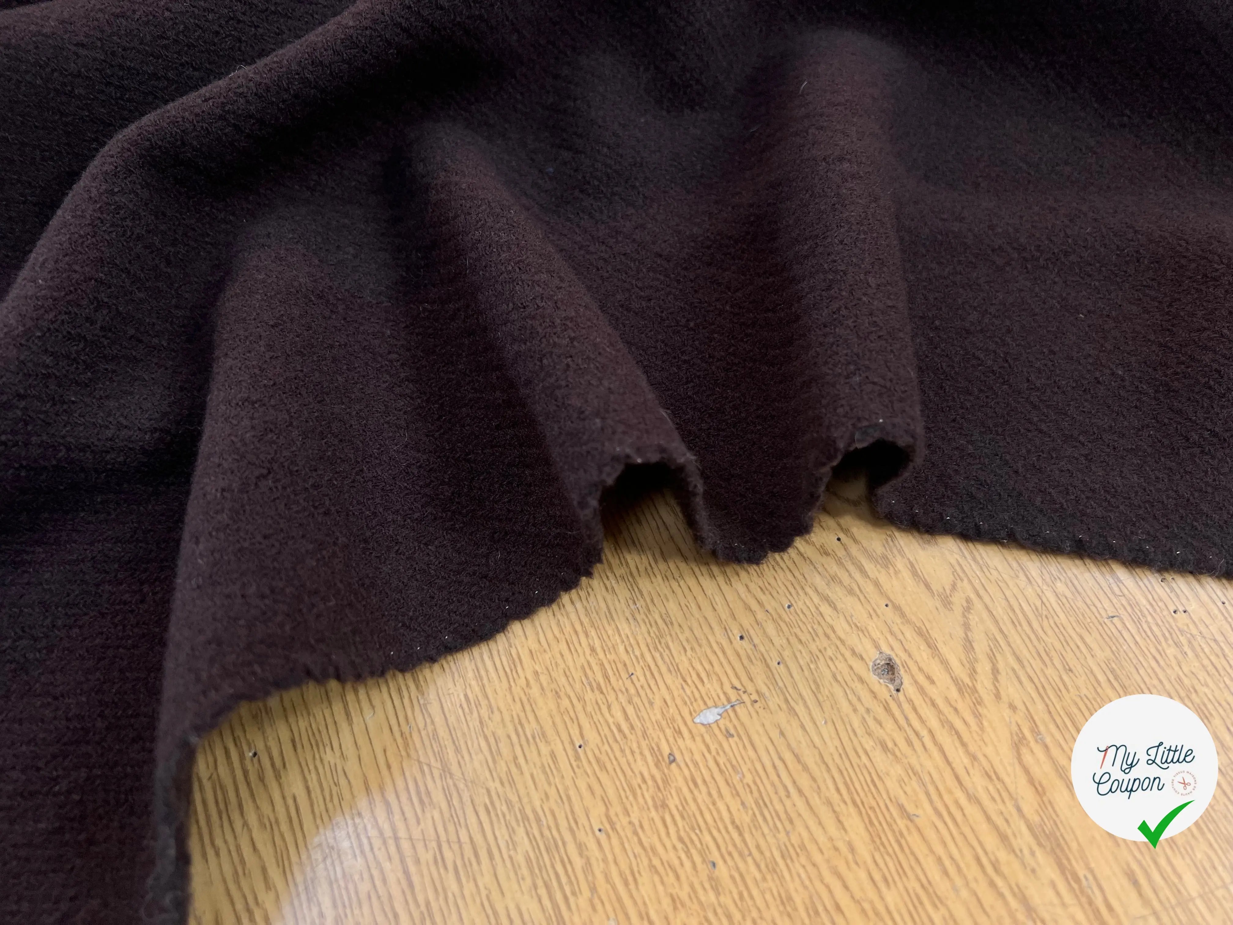 LAINAGE MANTEAU STRIE MARRON CHOCOLAT 80% LAINE RECYLCEE - My Little Coupon