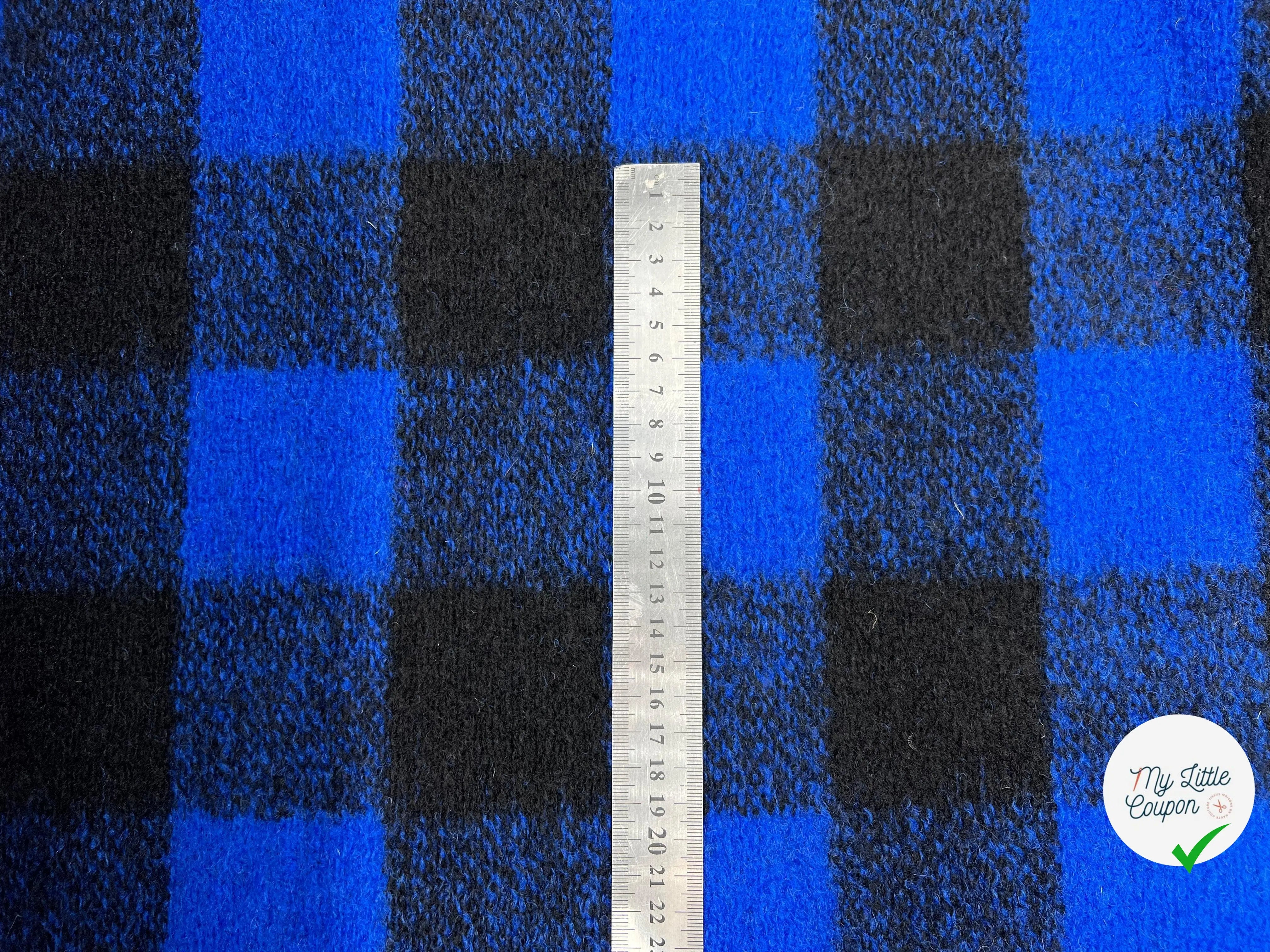 LAINAGE MANTEAU TRICOT DAMIER NOIR ET BLEU ROYAL - My Little Coupon - tissu - coudre