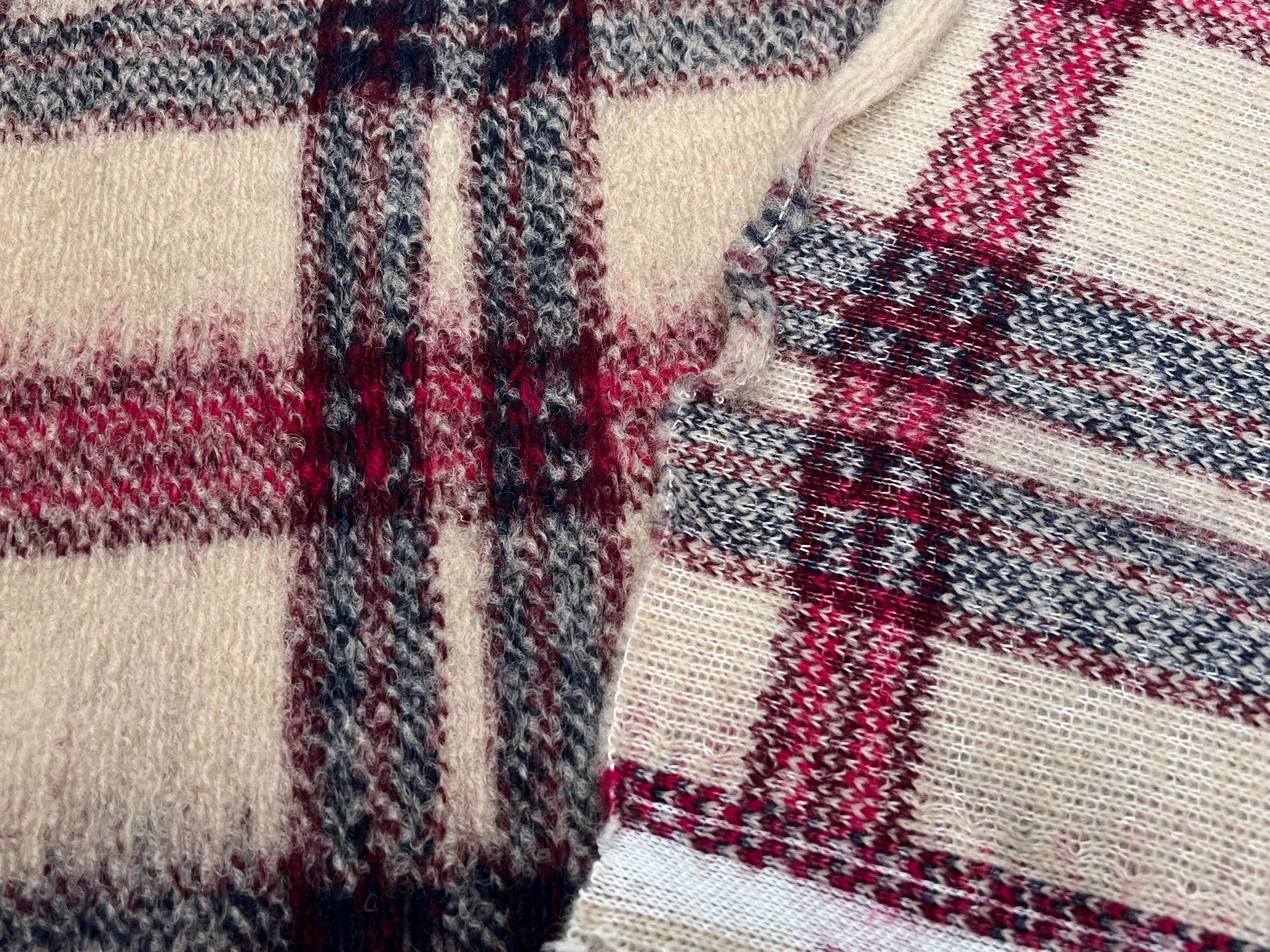 LAINAGE MANTEAU TRICOTÉ 63% LAINE PRINCE DE GALLES BEIGE & ROSE - My Little Coupon