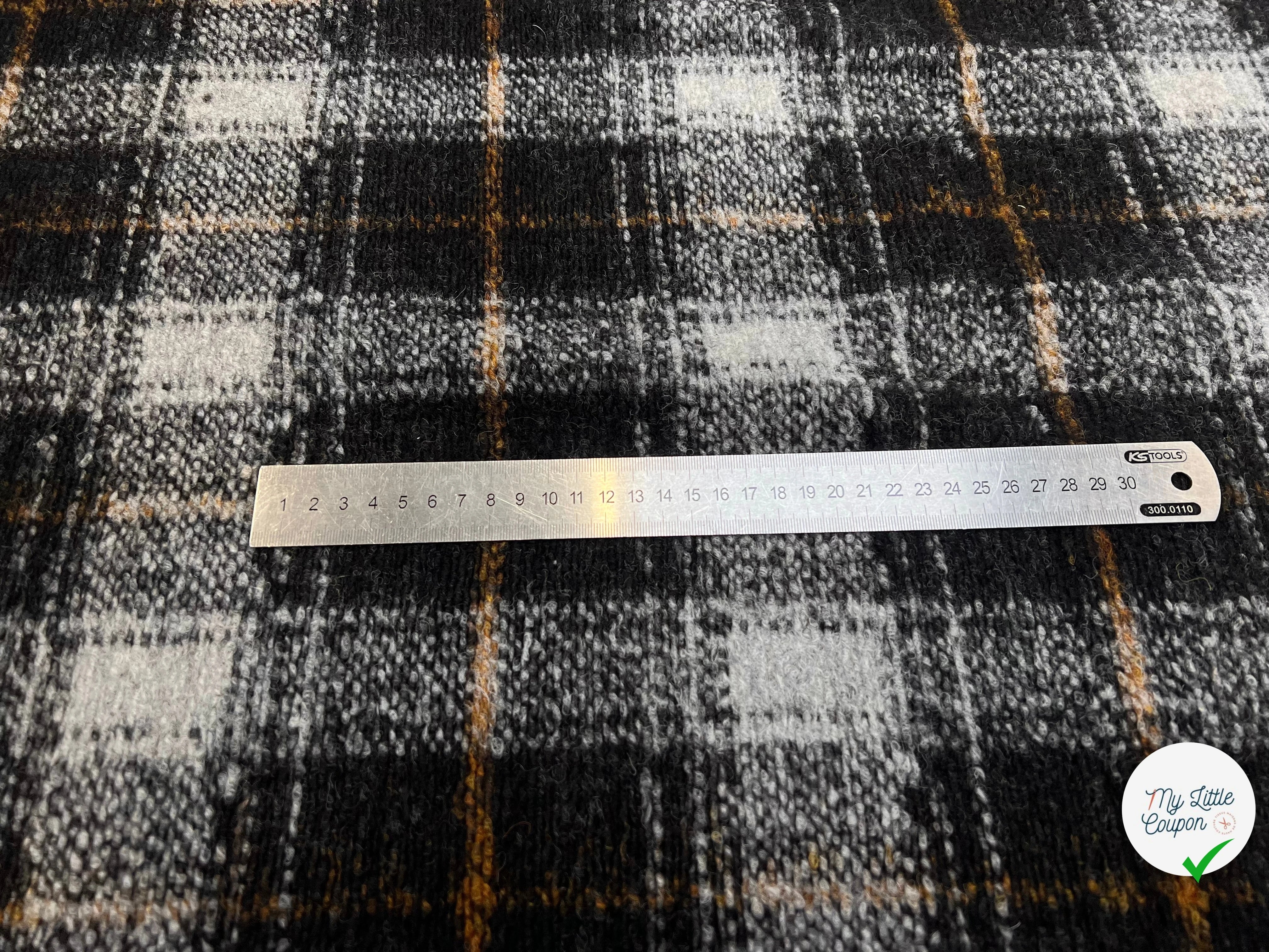 LAINAGE MANTEAU TRICOTÉ 63% LAINE PRINCE DE GALLES NOIR & GRIS - My Little Coupon