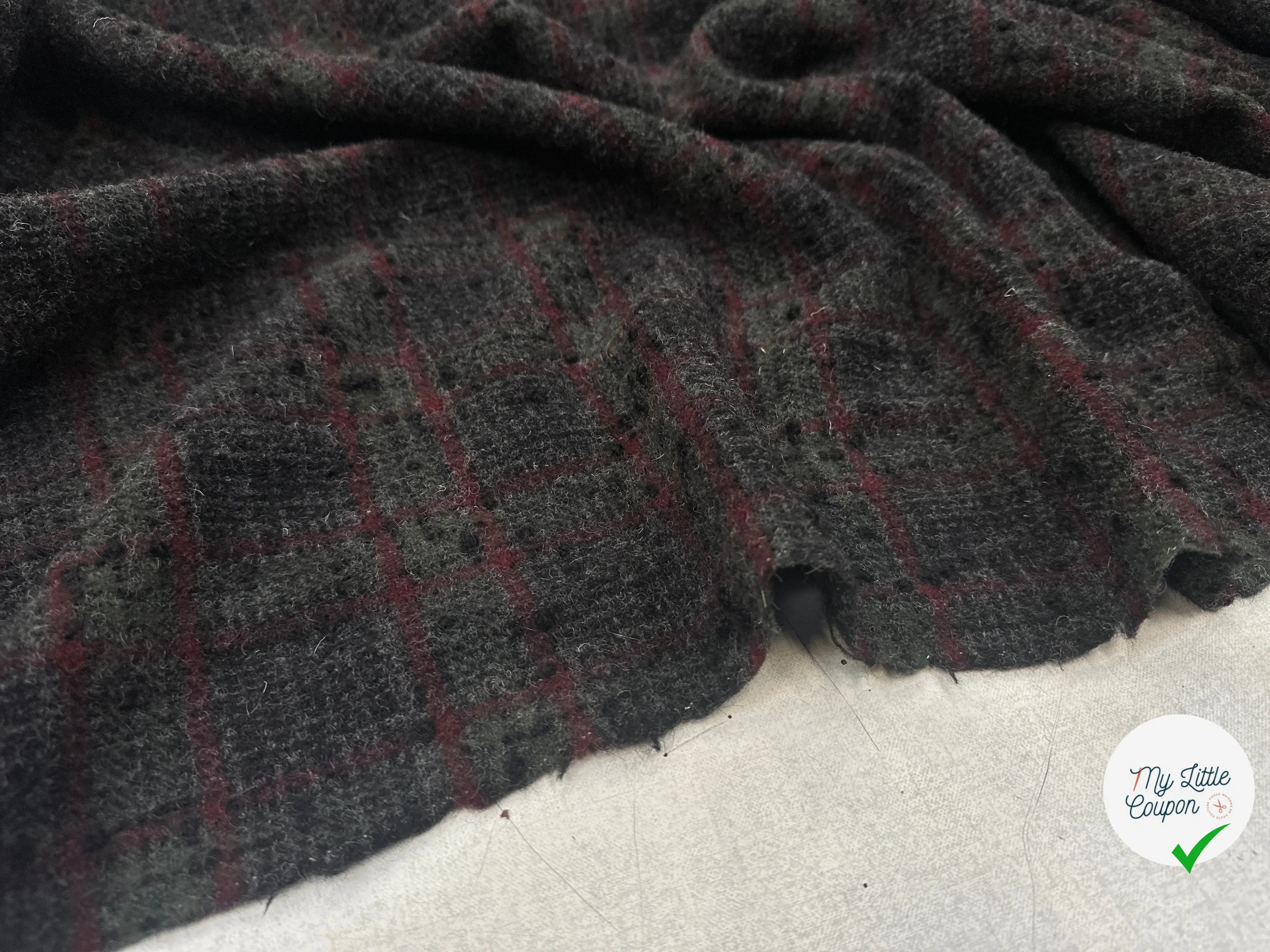 LAINAGE MANTEAU TWEED COAL AND RED MSO