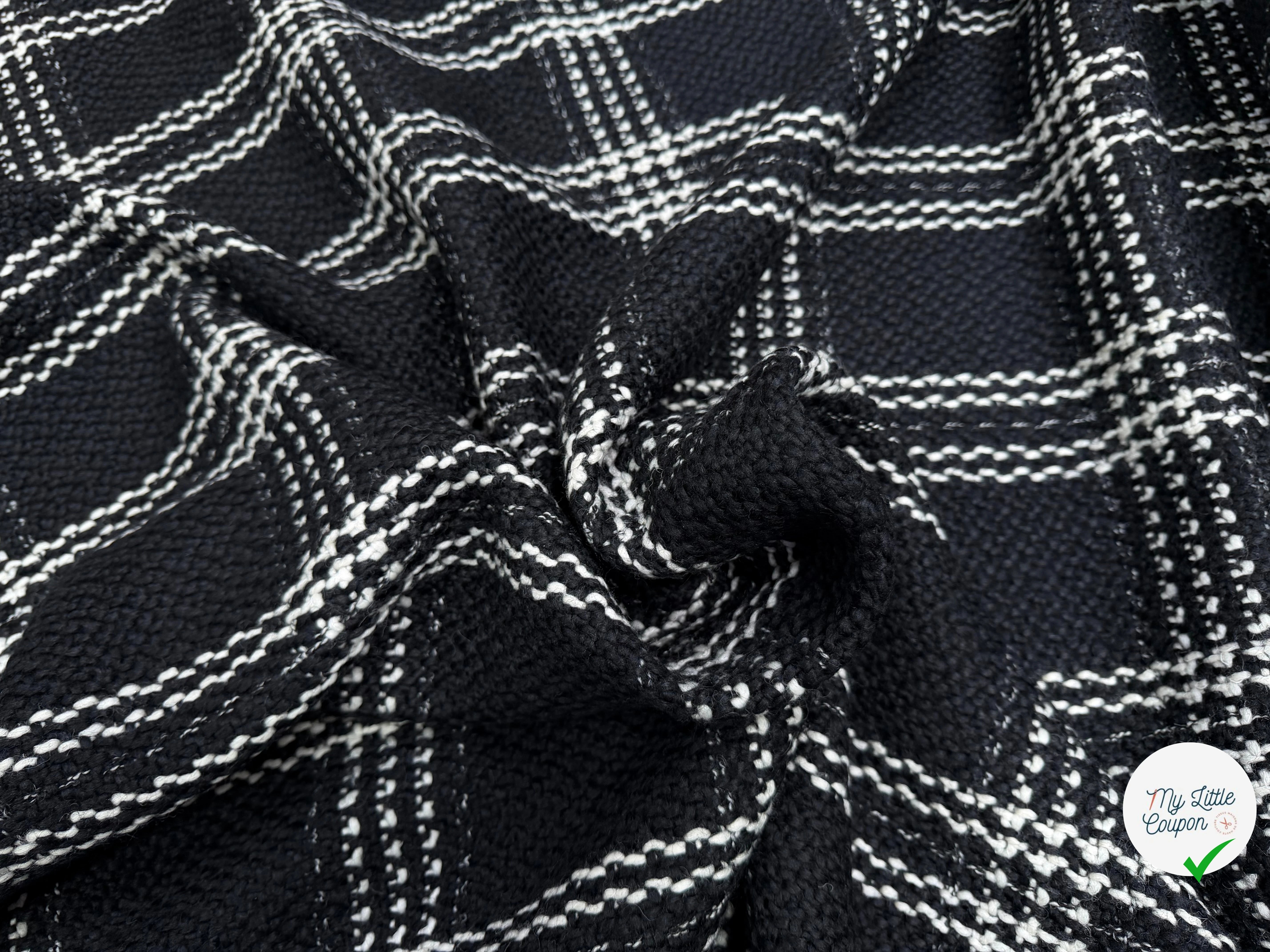 LAINAGE NOIR CARREAU BLANC CASSÉ - My Little Coupon