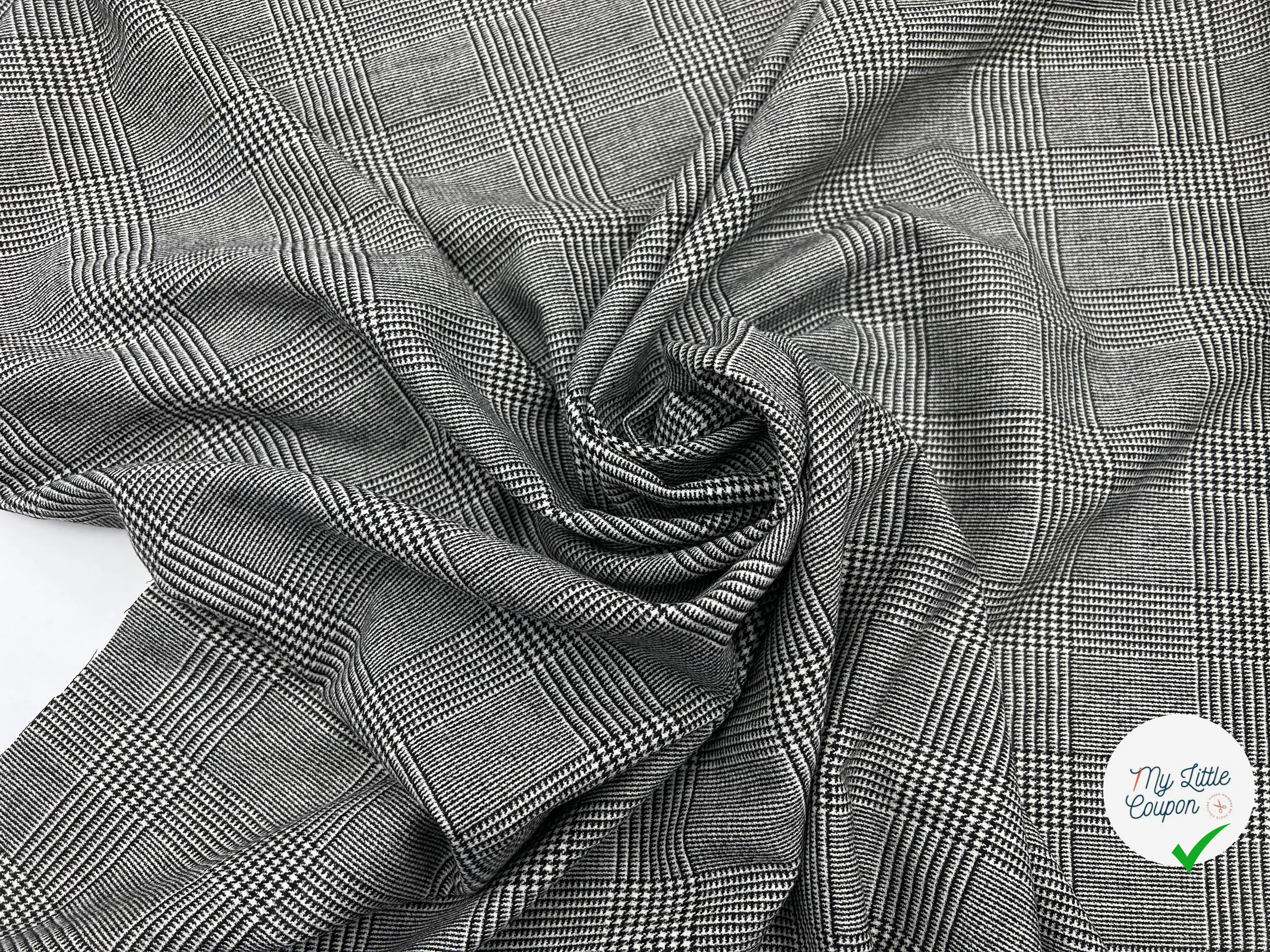 LAINAGE PRINCE DE GALLES NOIR ET BLANC TRÈS DOUX - My Little Coupon - tissu - coudre