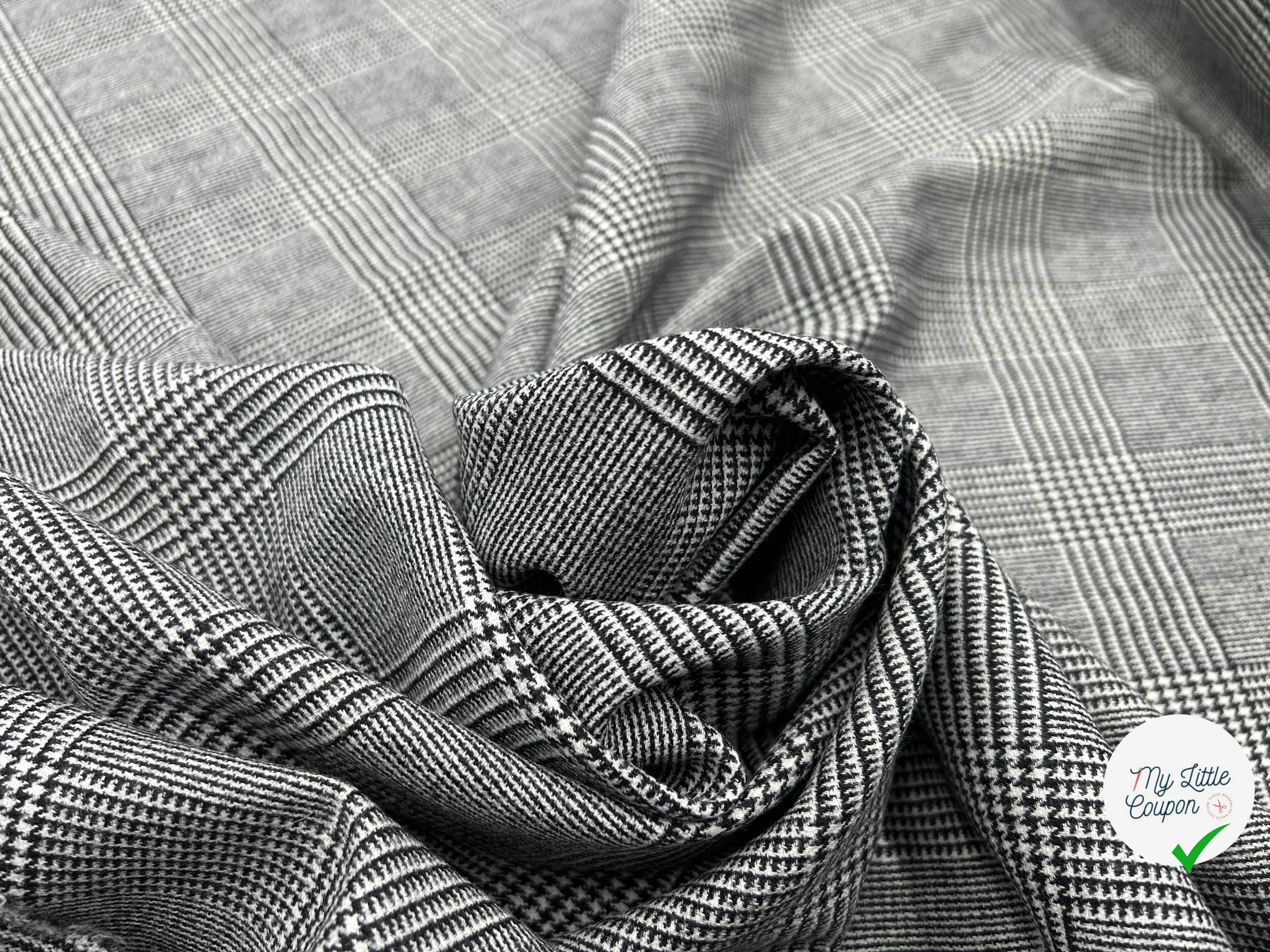 LAINAGE PRINCE DE GALLES NOIR ET BLANC TRÈS DOUX - My Little Coupon - tissu - coudre