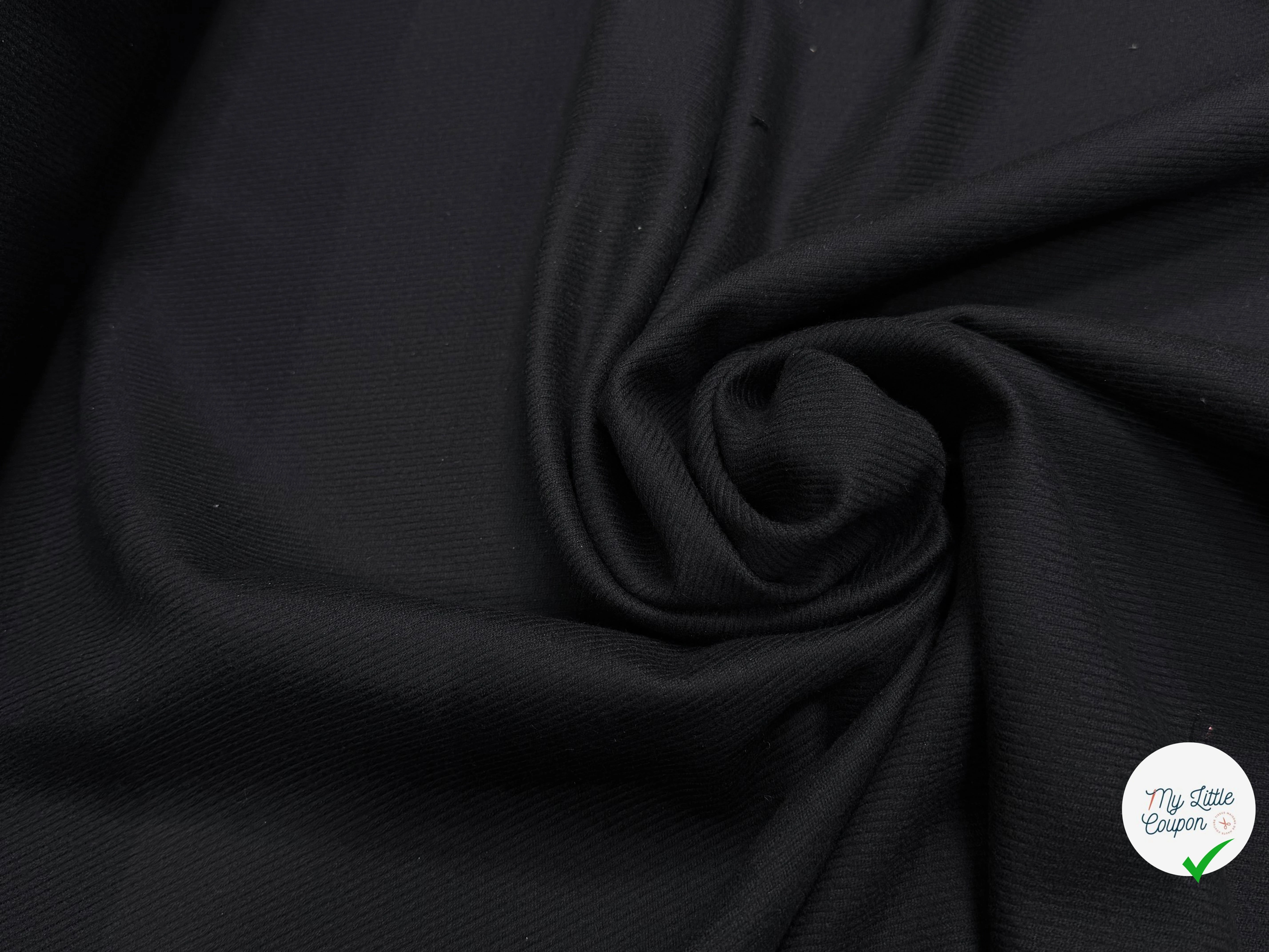 LAINAGE SERGÉ NOIR DOUX AU TOUCHER 100% LAINE - My Little Coupon