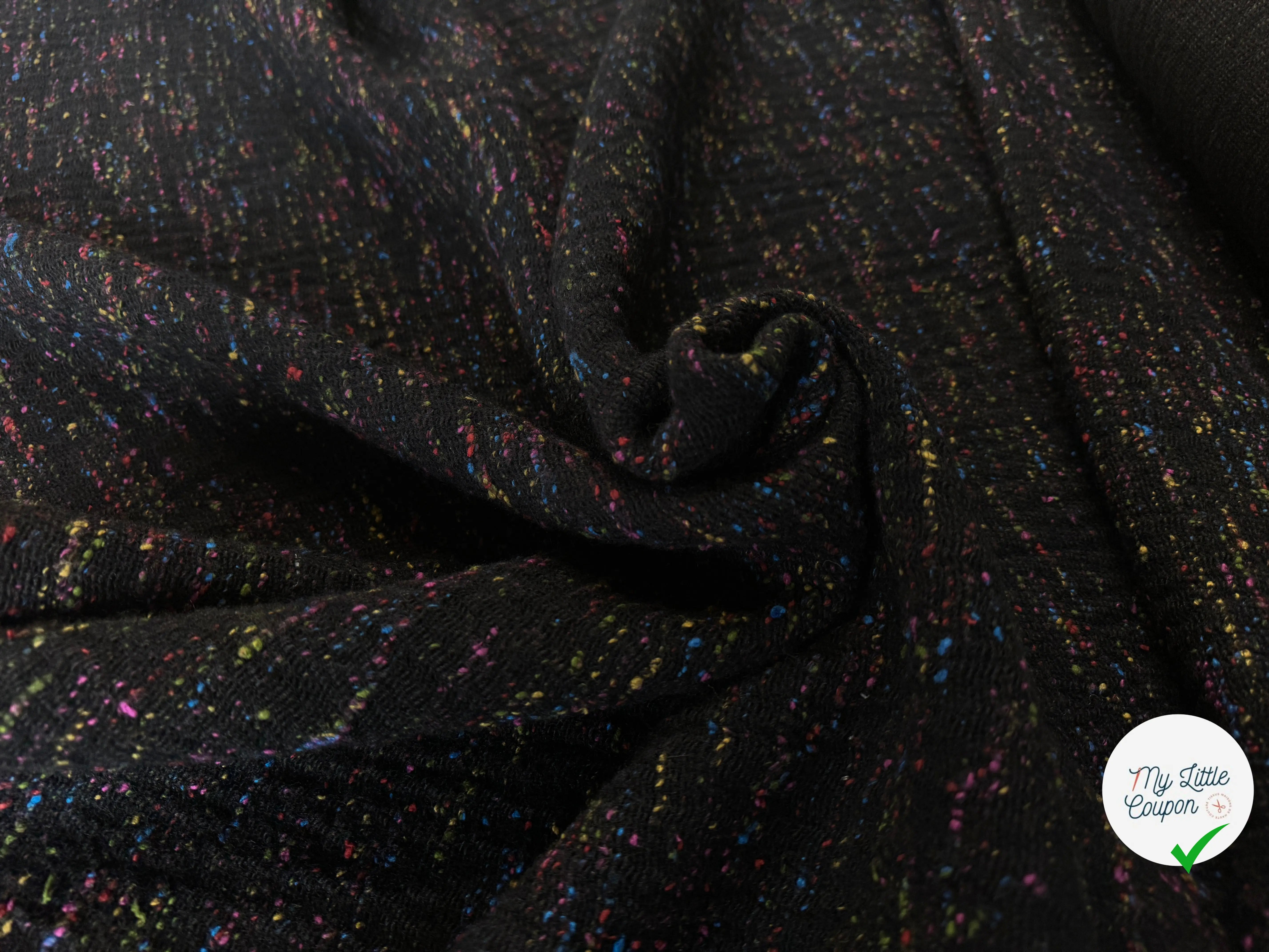 LAINAGE STRECTH MOUCHETÉ MULTICOLOR 70% LAINE - My Little Coupon