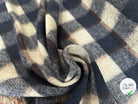 LAINAGE STRETCH BOUCLETTE CARREAUX CREME BLEU - My Little Coupon