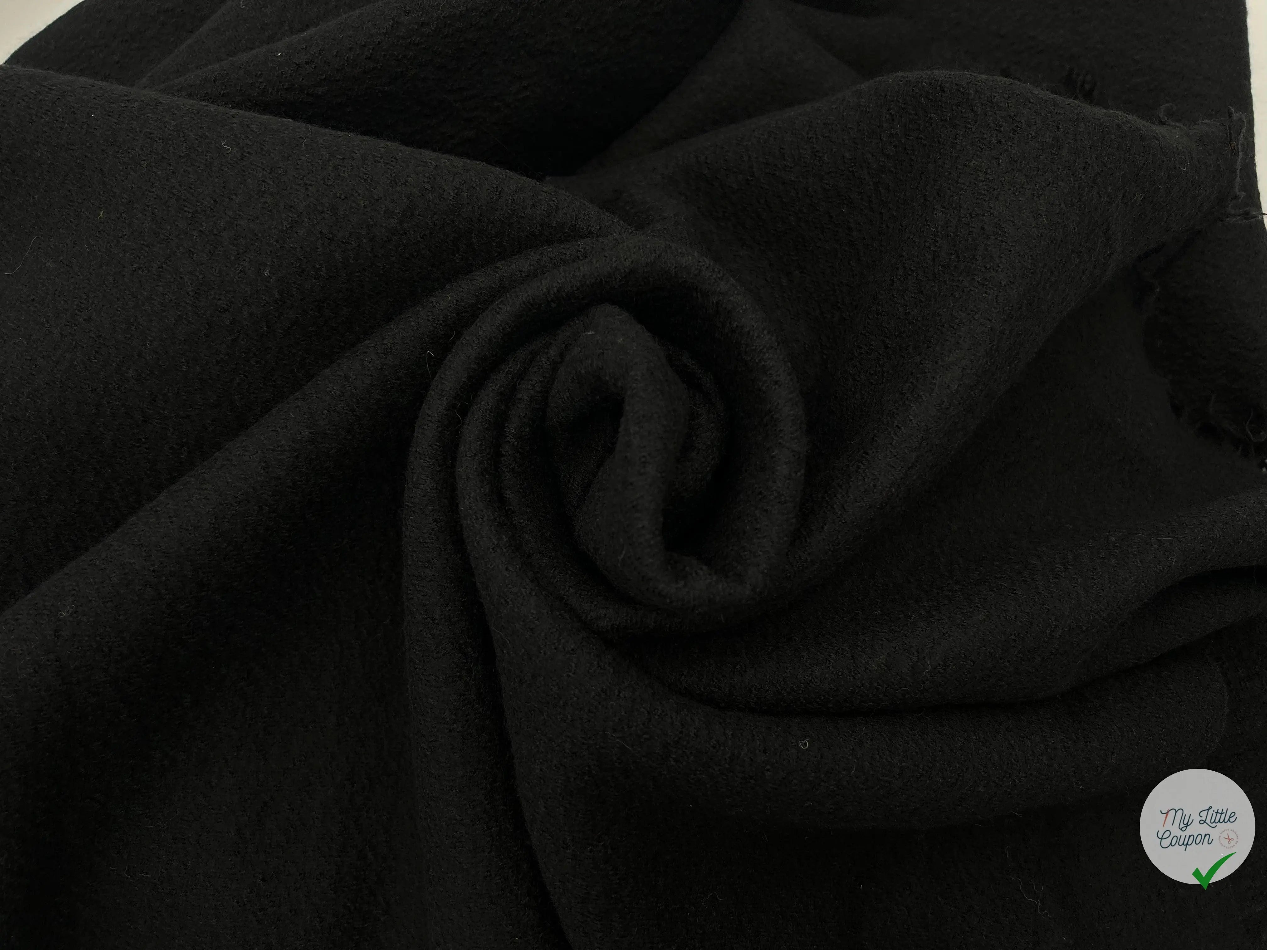 LAINE BOUILLIE NOIR BLACK - coupon de tissu de 3 mètres - My Little Coupon - tissu - coudre