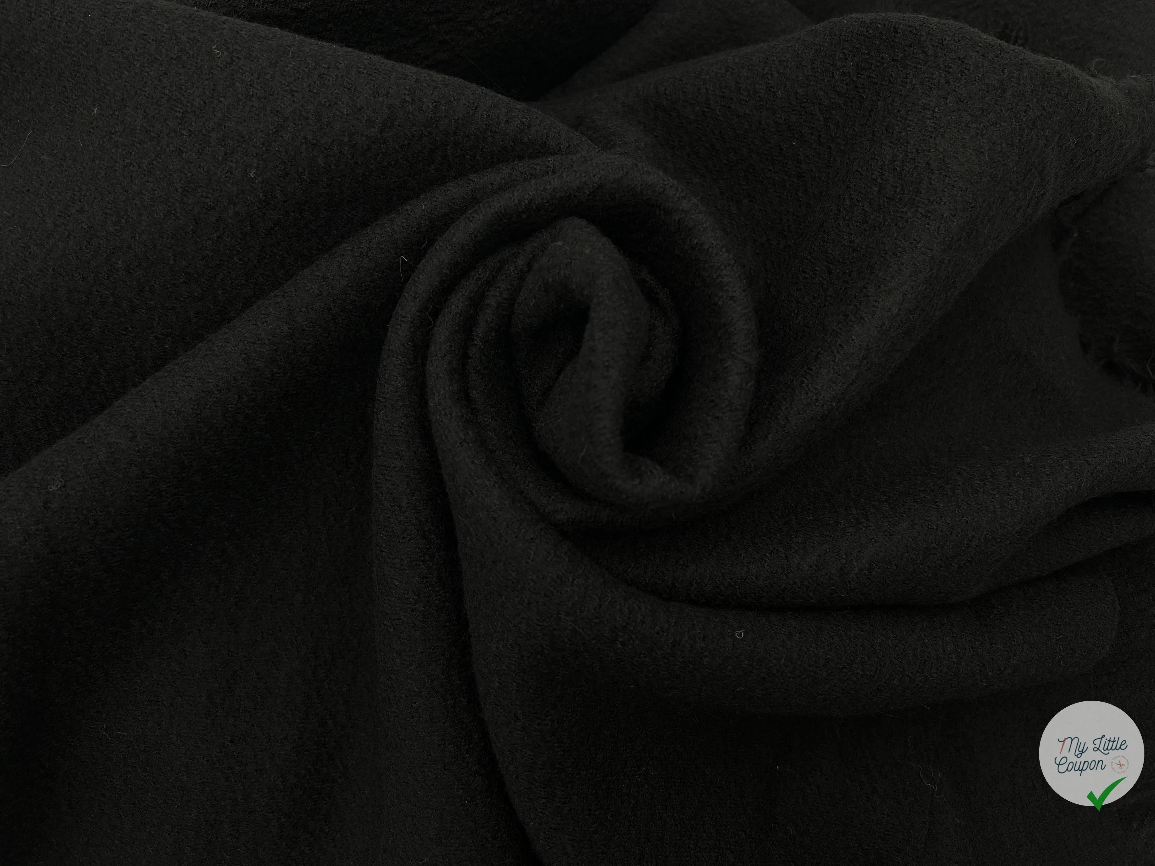 LAINE BOUILLIE NOIR BLACK - coupon de tissu de 3 mètres - My Little Coupon - tissu - coudre