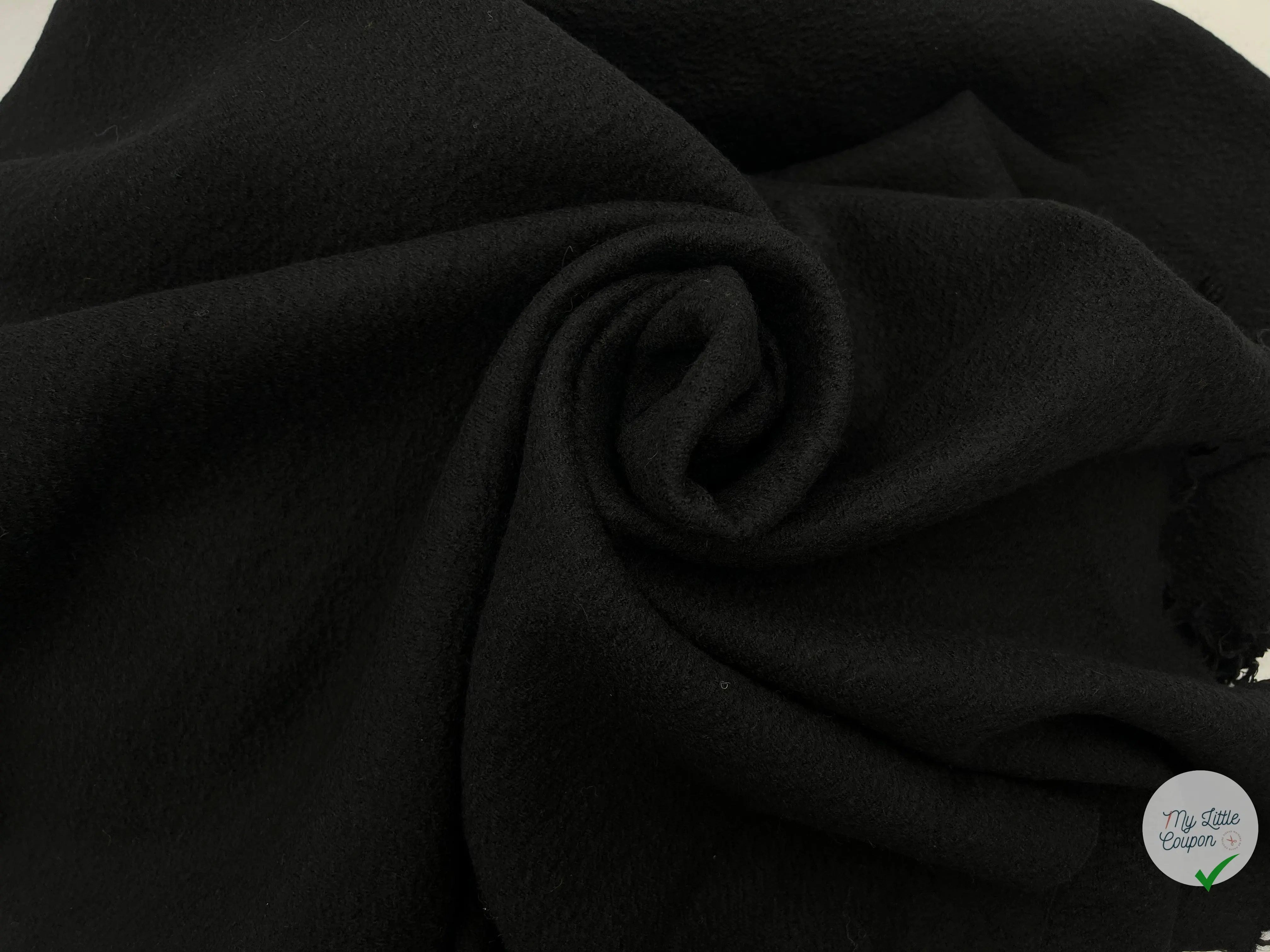 LAINE BOUILLIE NOIR BLACK - coupon de tissu de 3 mètres - My Little Coupon - tissu - coudre