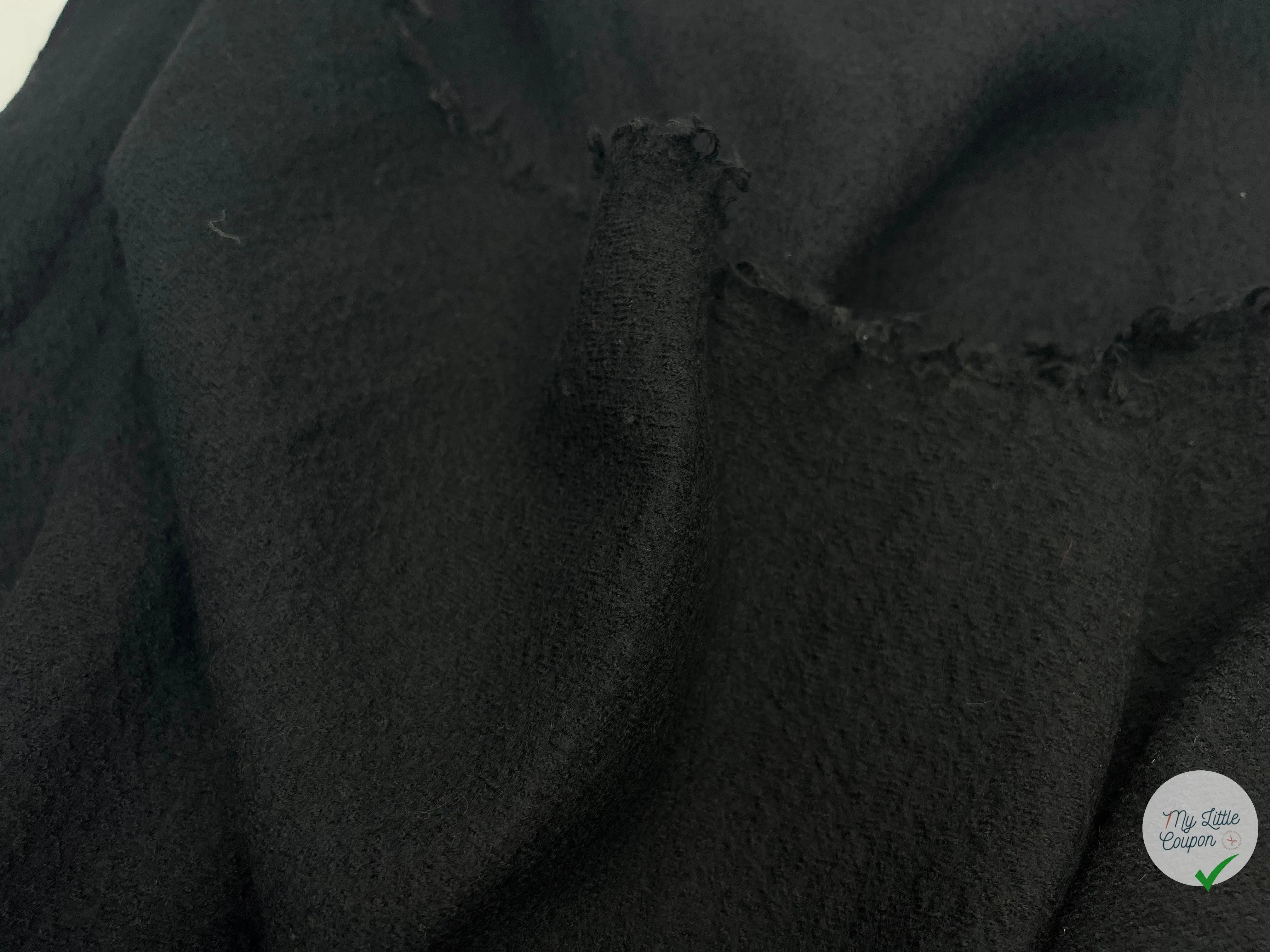 LAINE BOUILLIE NOIR BLACK - coupon de tissu de 3 mètres - My Little Coupon - tissu - coudre