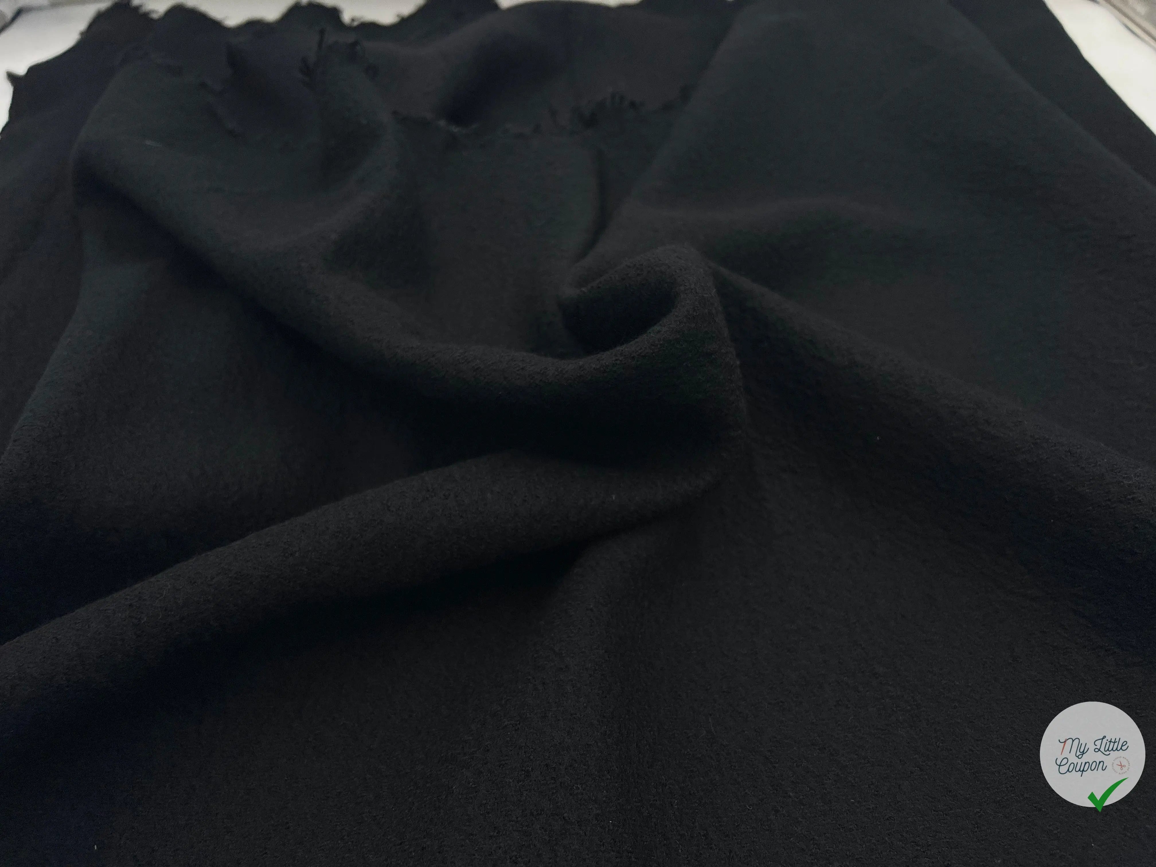 LAINE BOUILLIE NOIR BLACK - coupon de tissu de 3 mètres - My Little Coupon - tissu - coudre