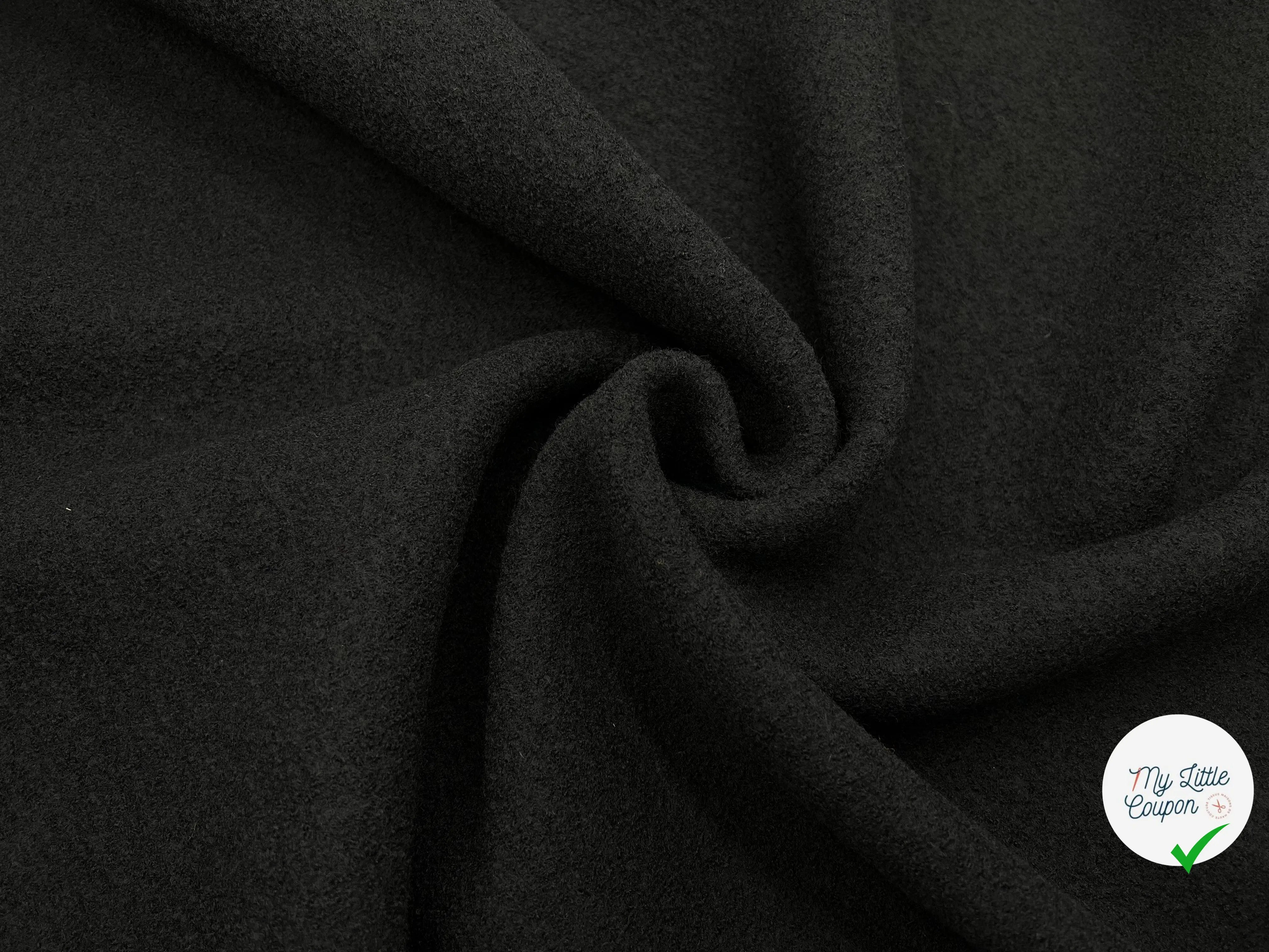 LAINE BOUILLIE NOIR QUALITÉ COUTURE 100% LAINE - My Little Coupon - tissu - coudre