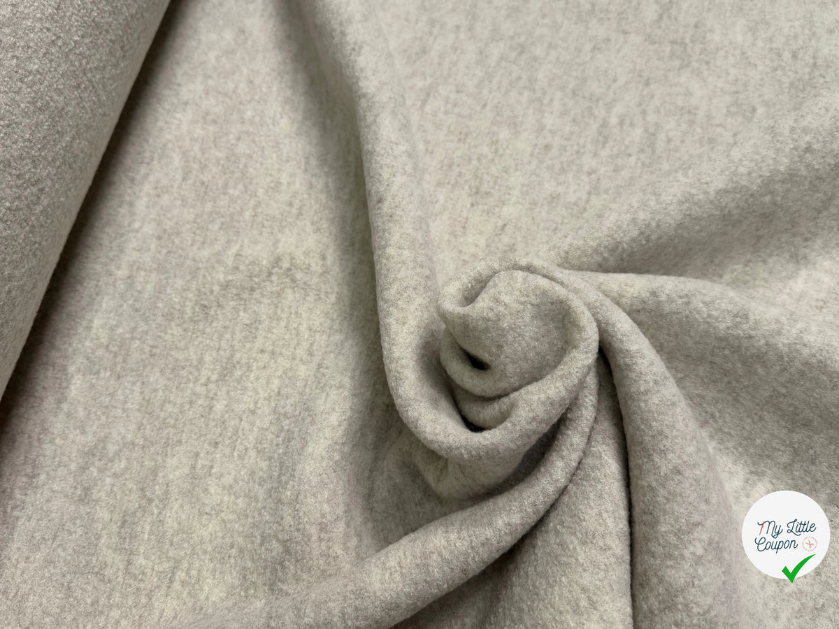 Tissu laine bouillie haute couture écru