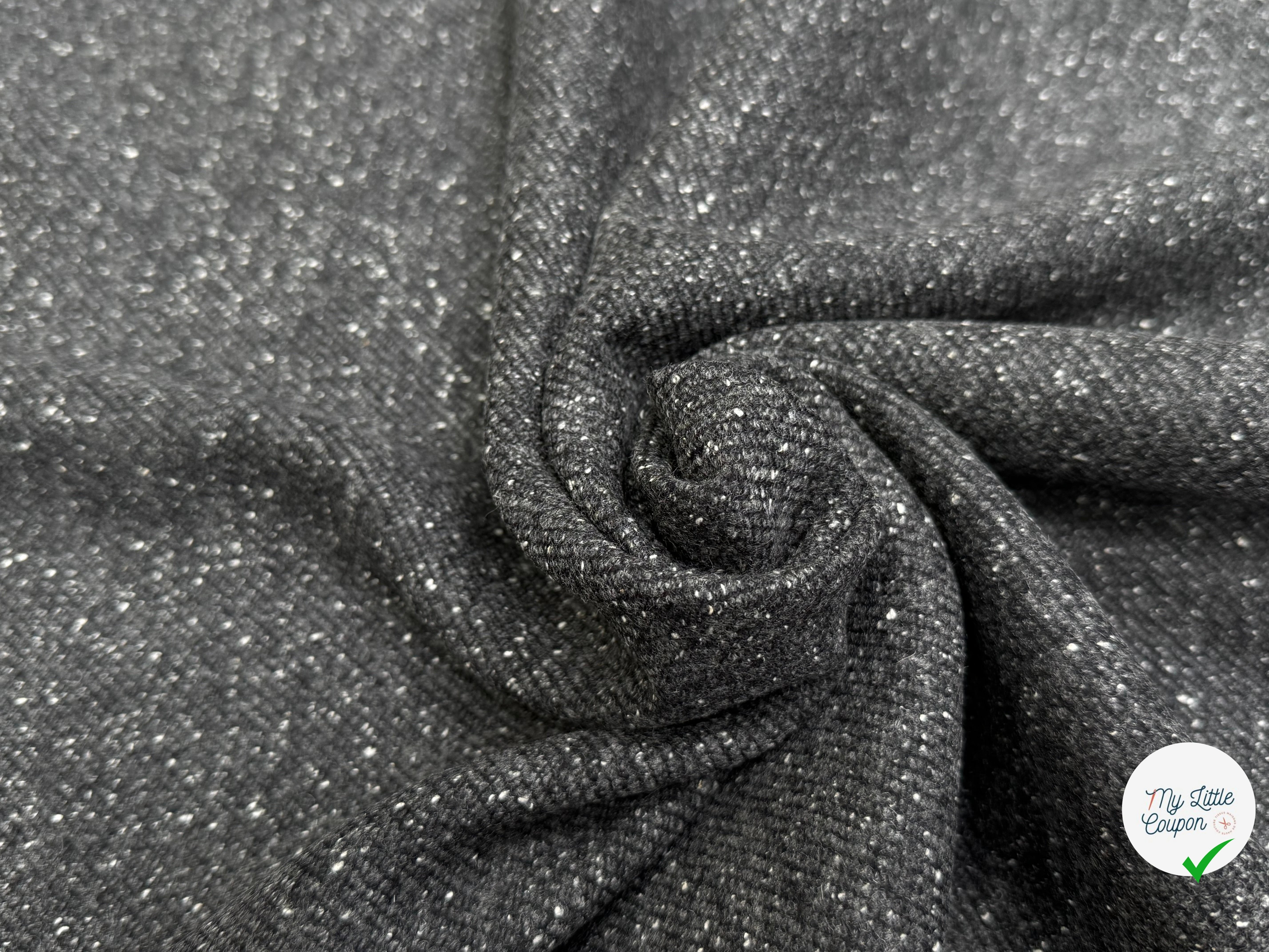 LAINE MANTEAU STRETCH GRIS CHINÉ BOUCLETTE SERGÉE - My Little Coupon