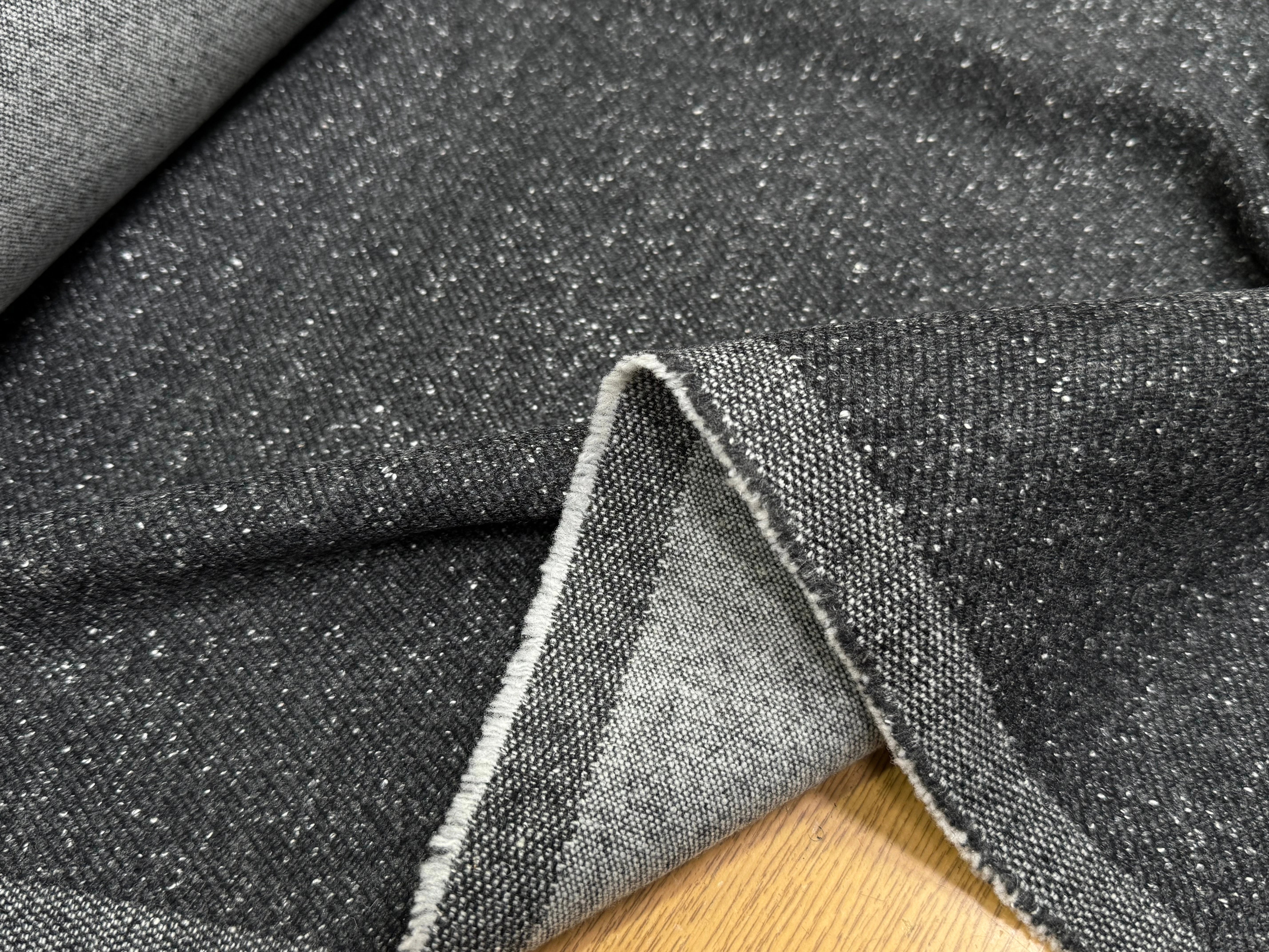 LAINE MANTEAU STRETCH GRIS CHINÉ BOUCLETTE SERGÉE - My Little Coupon