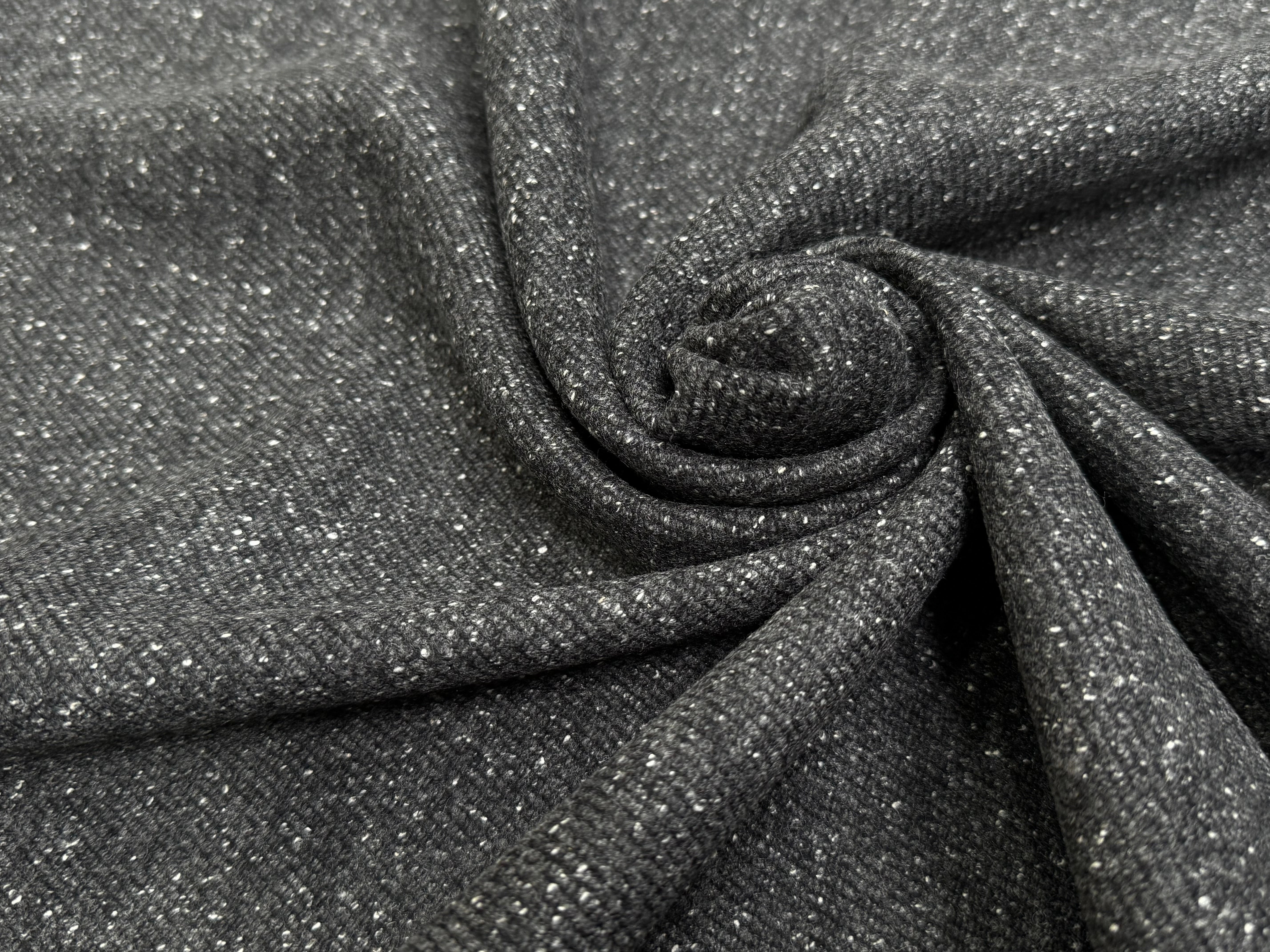 LAINE MANTEAU STRETCH GRIS CHINÉ BOUCLETTE SERGÉE - My Little Coupon