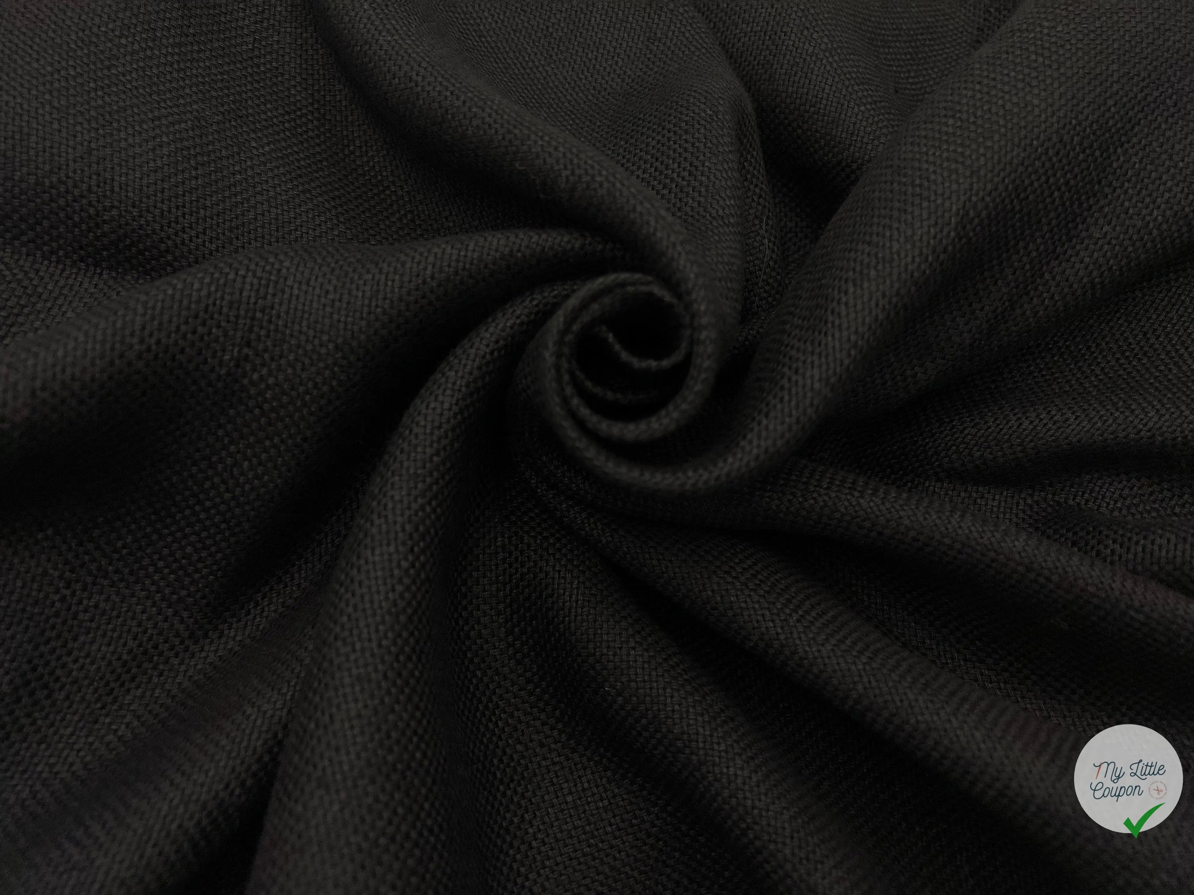 LIN CANEVAS LOURD 100% LIN NOIR - My Little Coupon - tissu - coudre