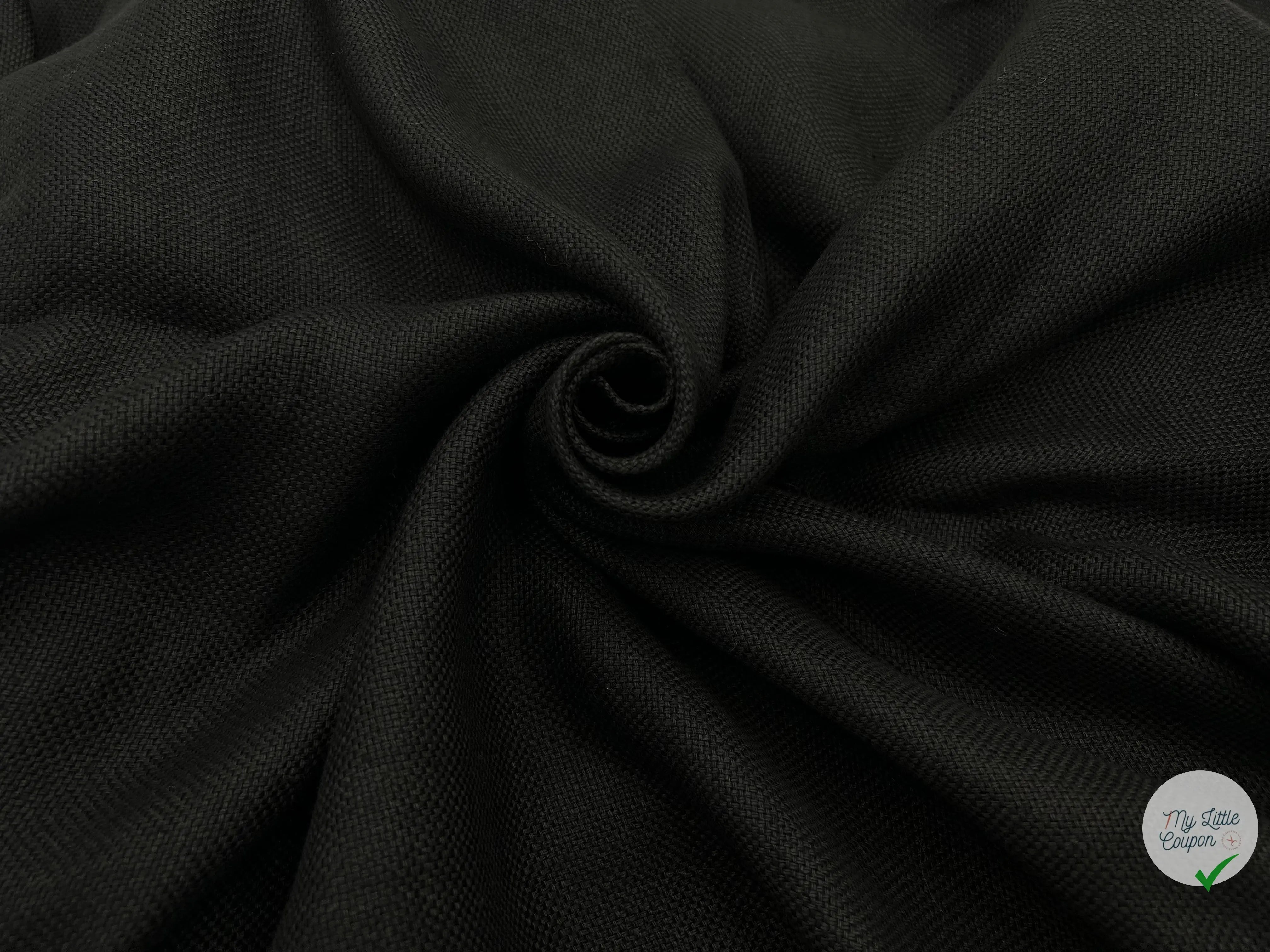 LIN CANEVAS LOURD 100% LIN NOIR - My Little Coupon - tissu - coudre