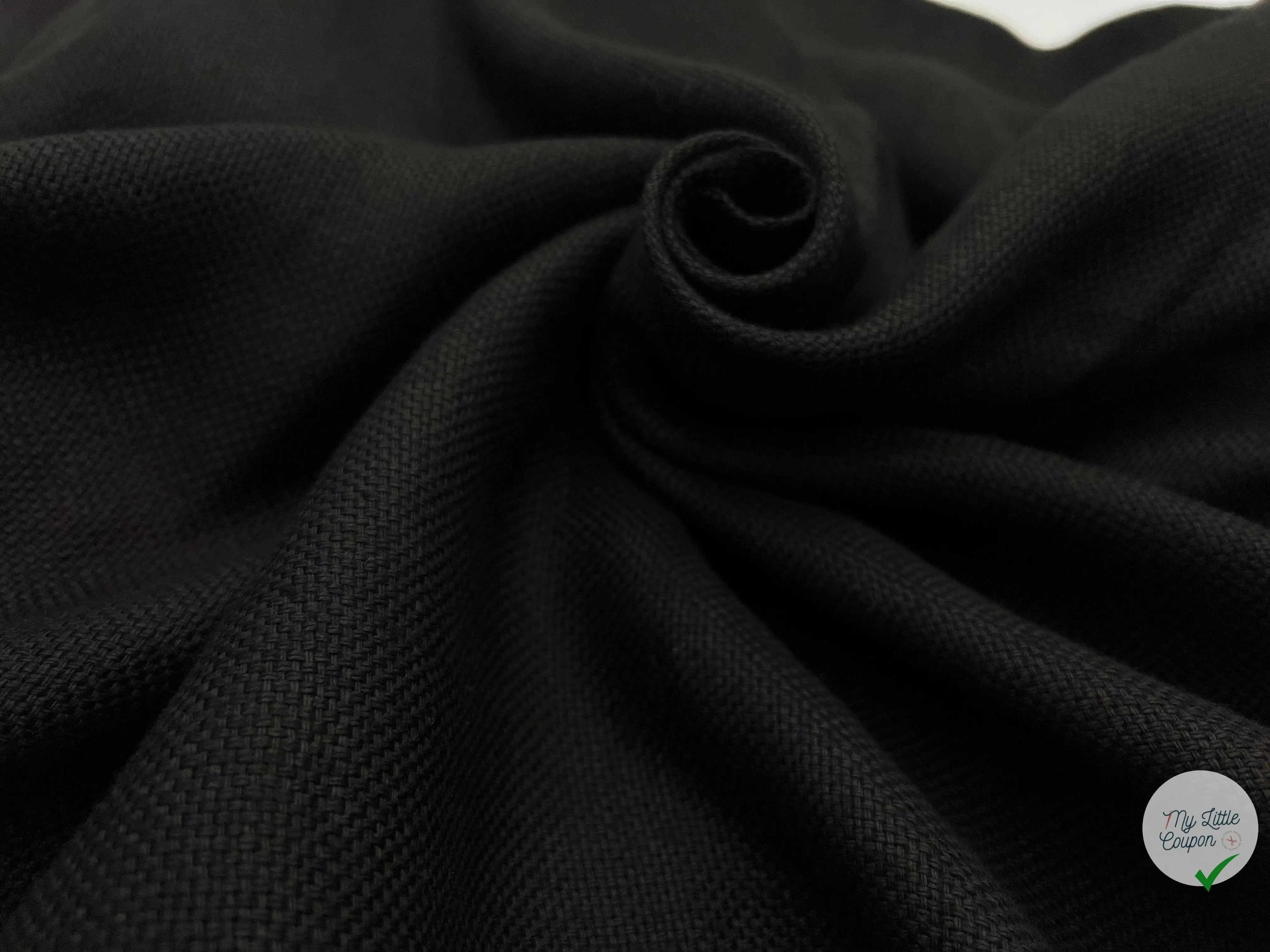 LIN CANEVAS LOURD 100% LIN NOIR - My Little Coupon - tissu - coudre