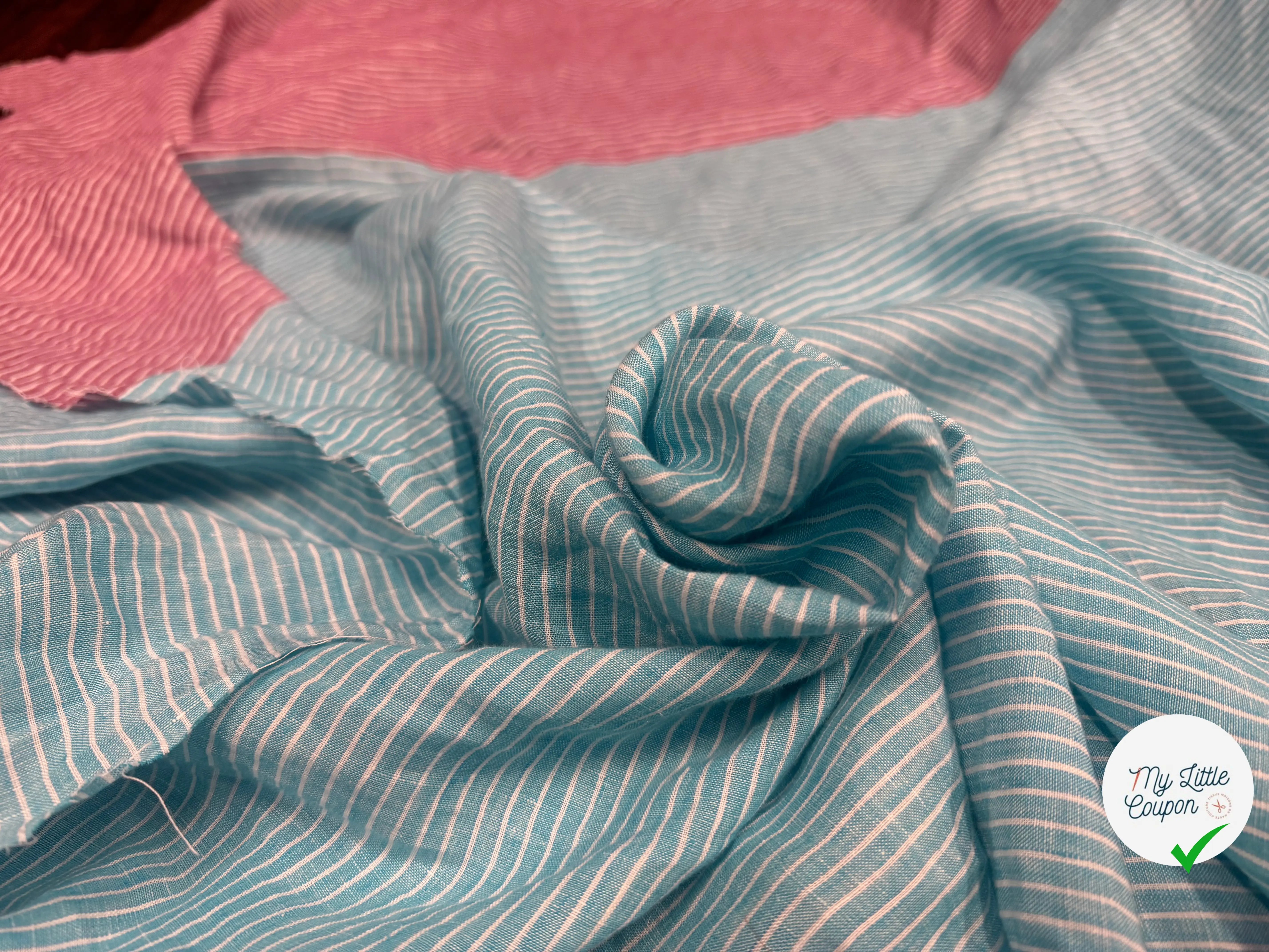 LIN FINES RAYURES BLEU ET FERRA - My Little Coupon