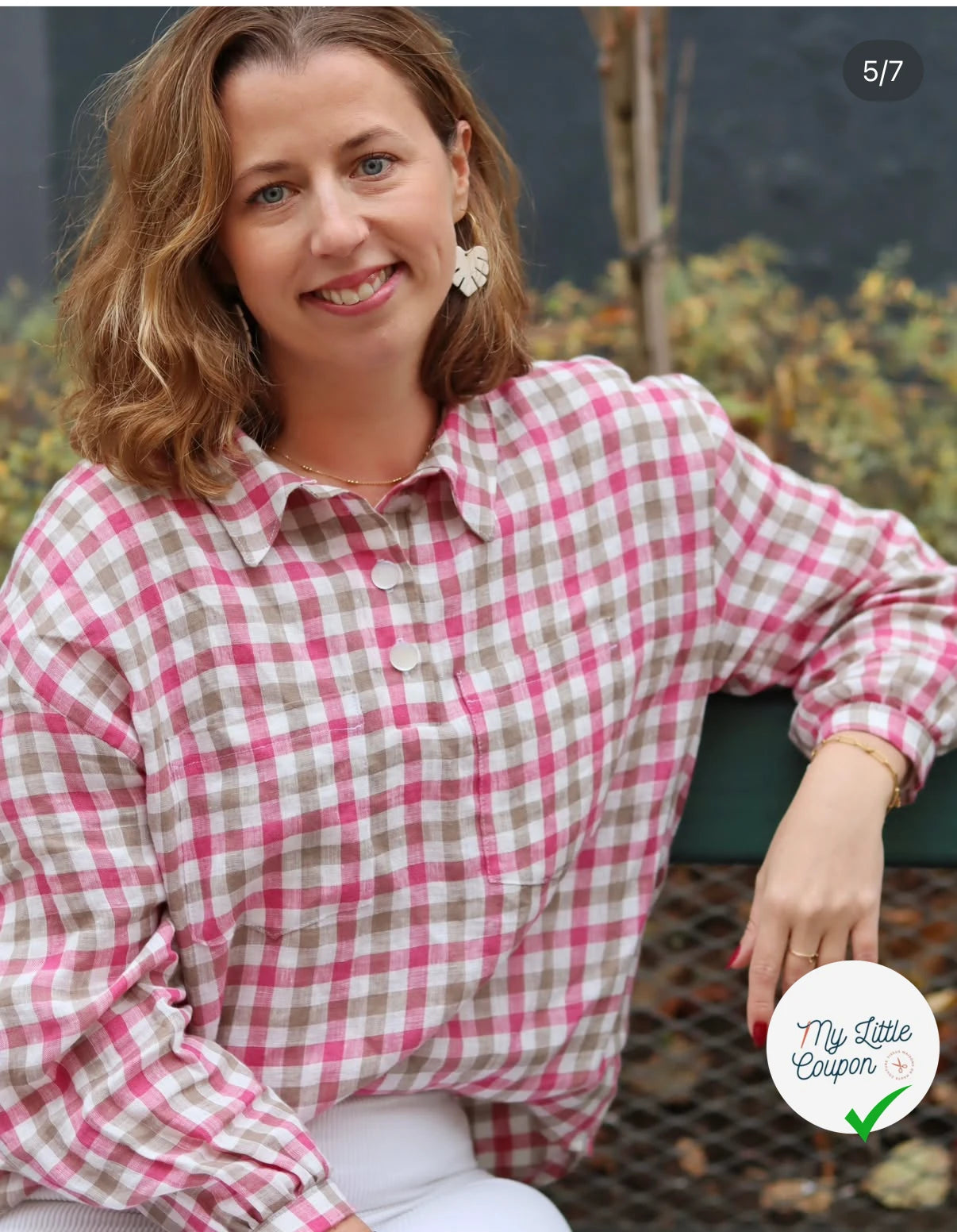 LIN VICHY ROSE BLANC MARRON - My Little Coupon