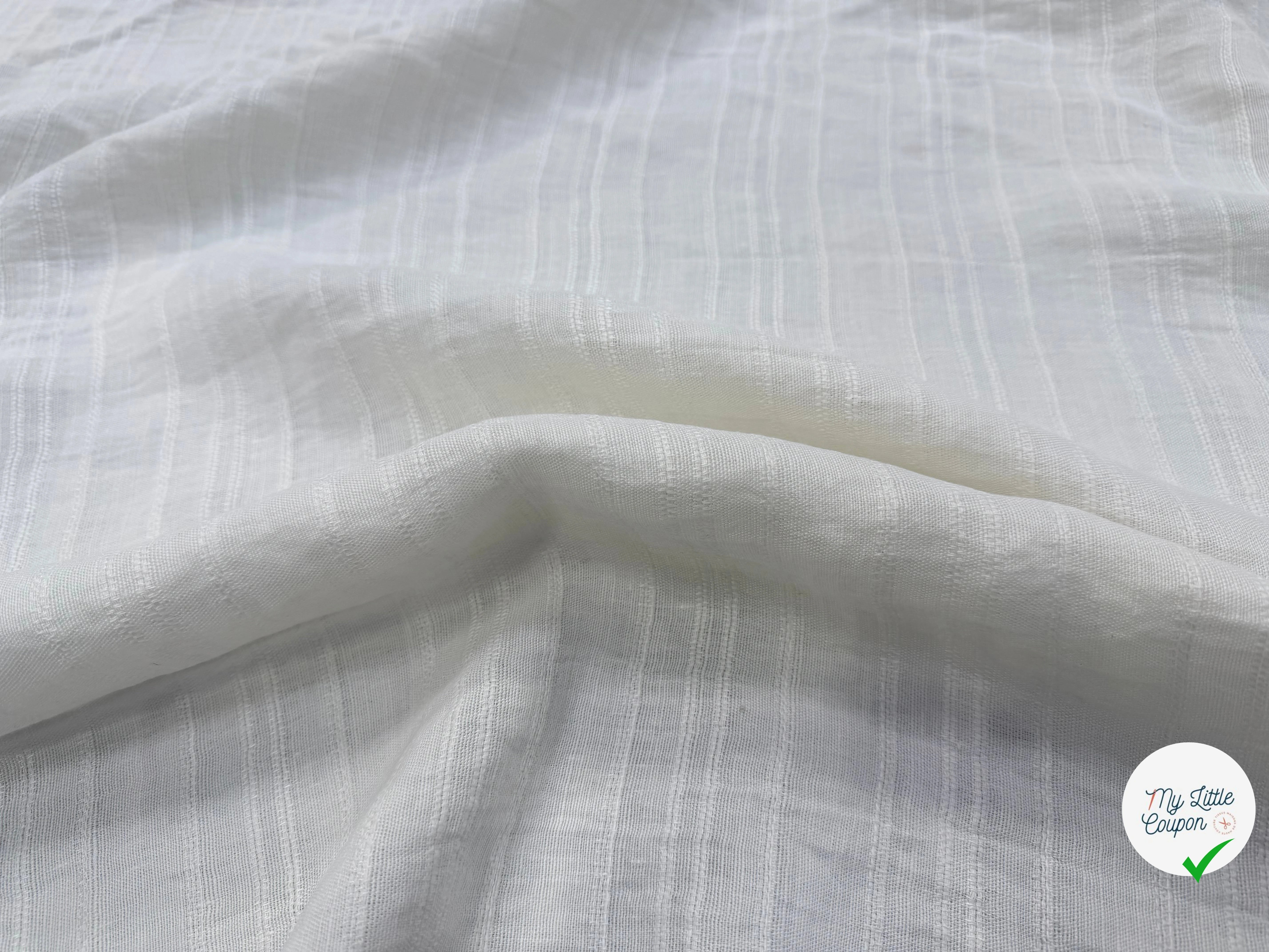 LIN VISCOSE BLANC SUPERBE TENUE RAYURES - My Little Coupon