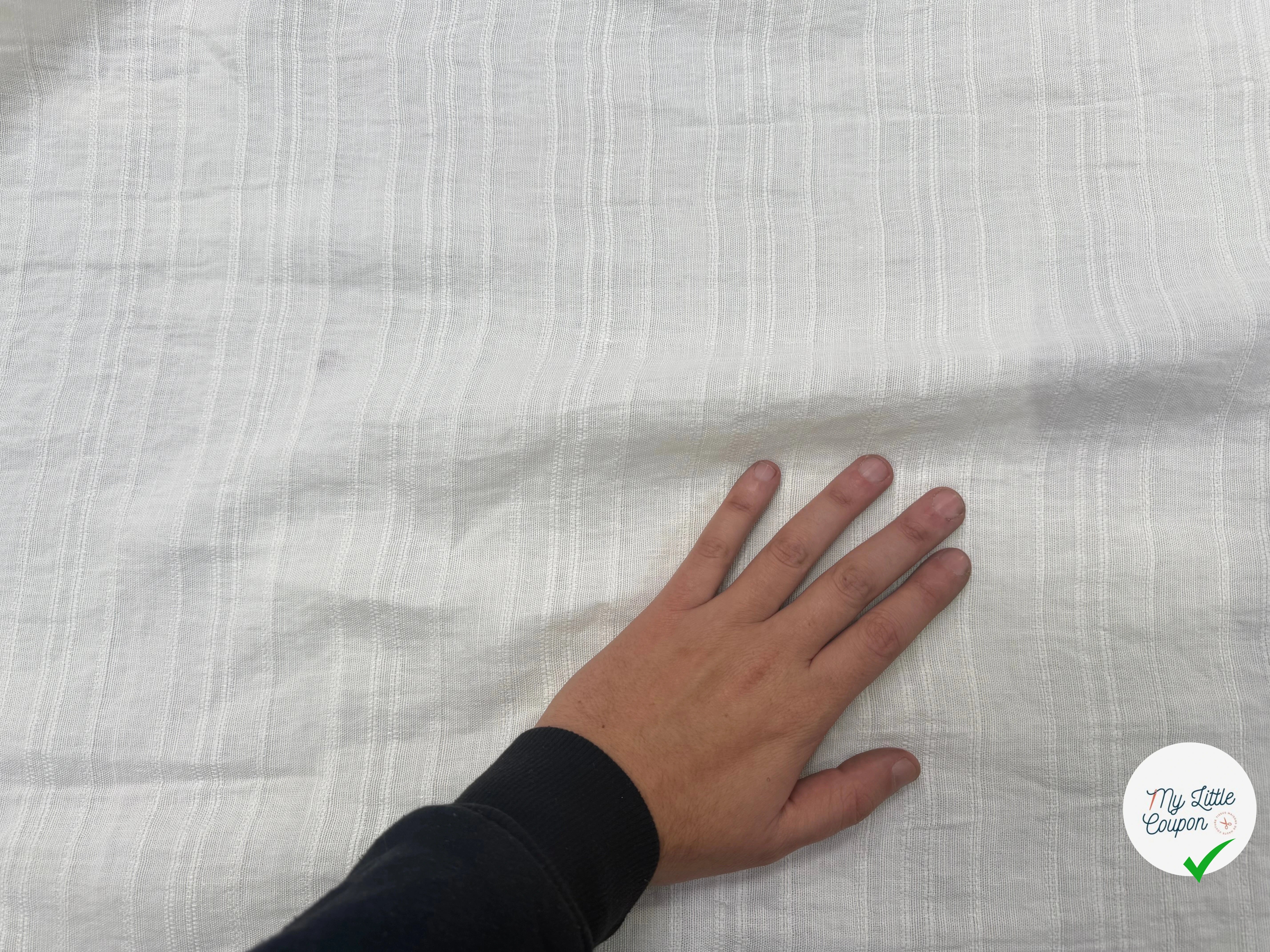 LIN VISCOSE BLANC SUPERBE TENUE RAYURES - My Little Coupon