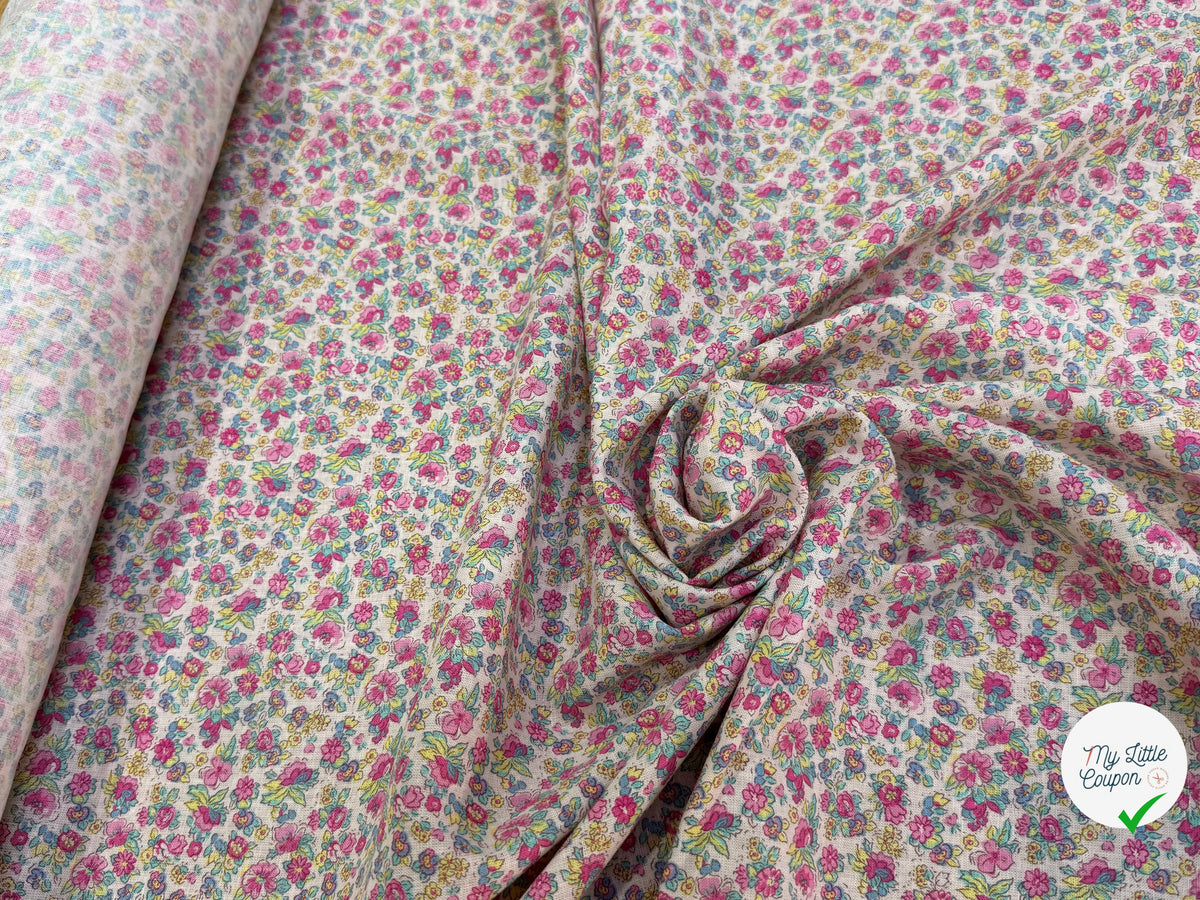 LIN VISCOSE DOUCE FLUIDE ESPRIT LIBERTY JOLIES PETITES FLEURS MULTICO 65% LIN - My Little Coupon