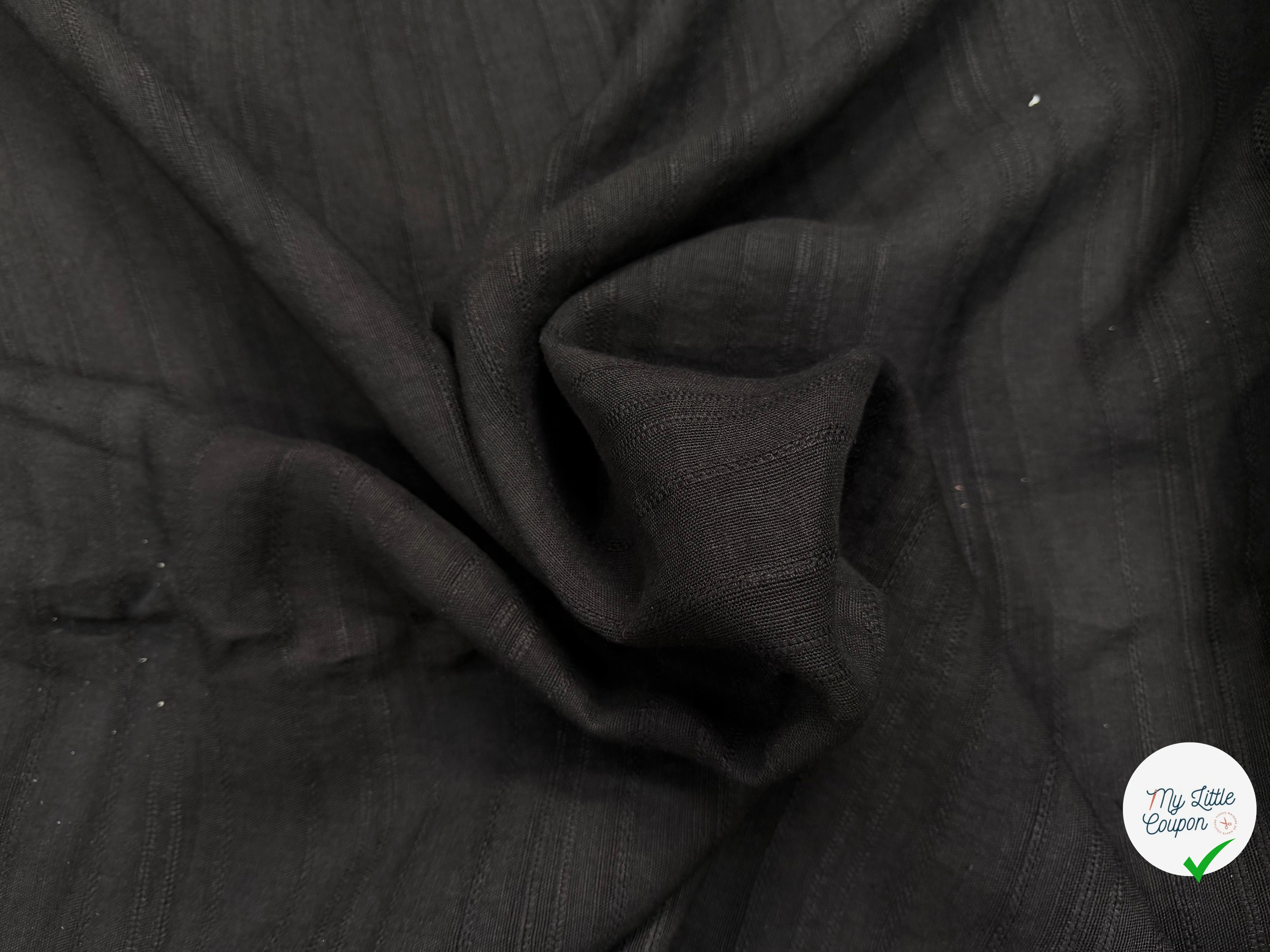LIN VISCOSE NOIR SUPERBE TENUE RAYURES - My Little Coupon